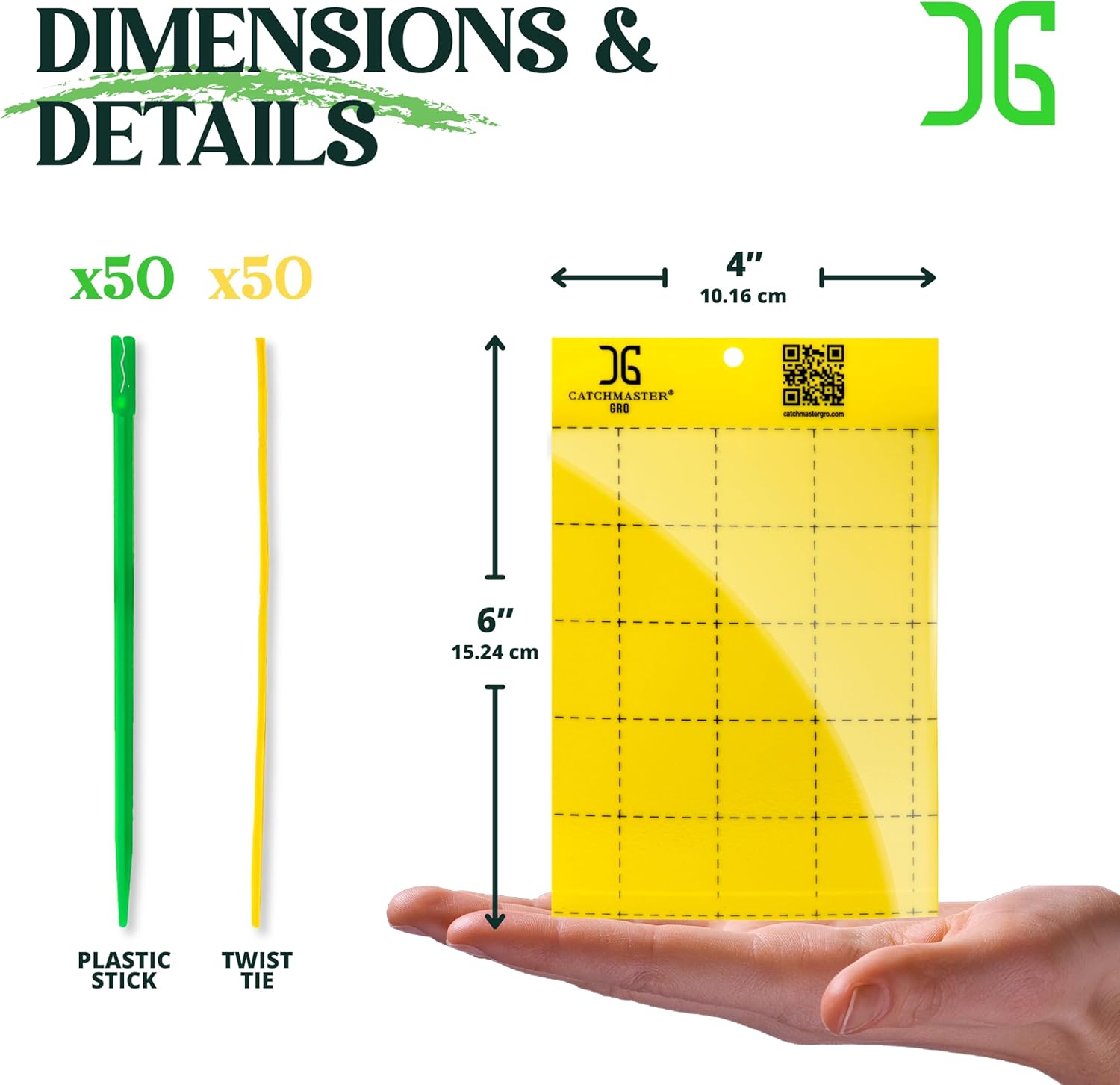 Catchmaster GRO Yellow Large Double Sided Sticky Traps 50PK, Adhesive 