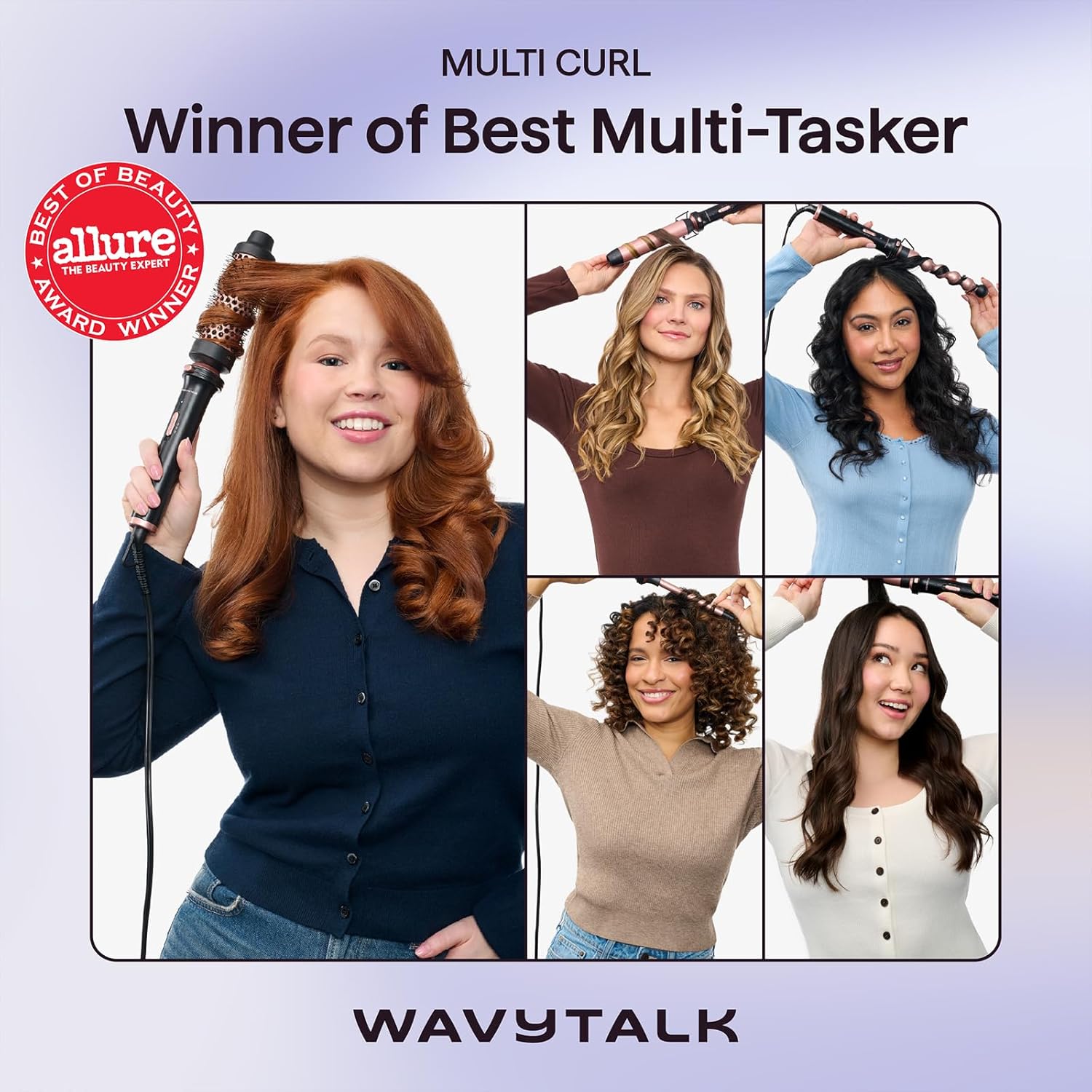Wavytalk 5 in 1 Curling Wand Set, Multi Curl, Curling Wand Set with Th