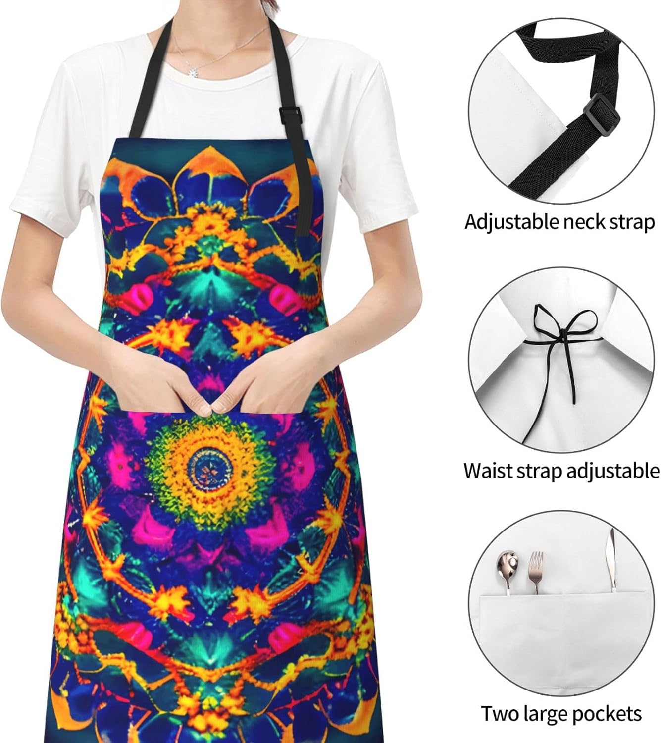 YANYU Mandala pattern Print 28x33 In Kitchen Apron Stylish Chef Apron 