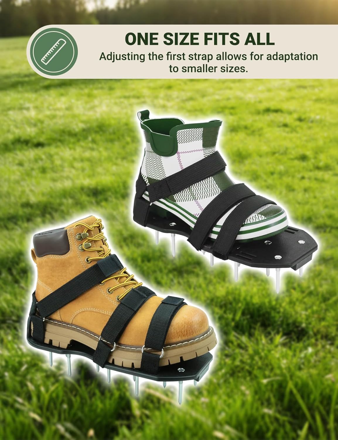 Lawn Aerator Shoes for Lawn, Soil Yard Aerator Tool with Hook & Loop S