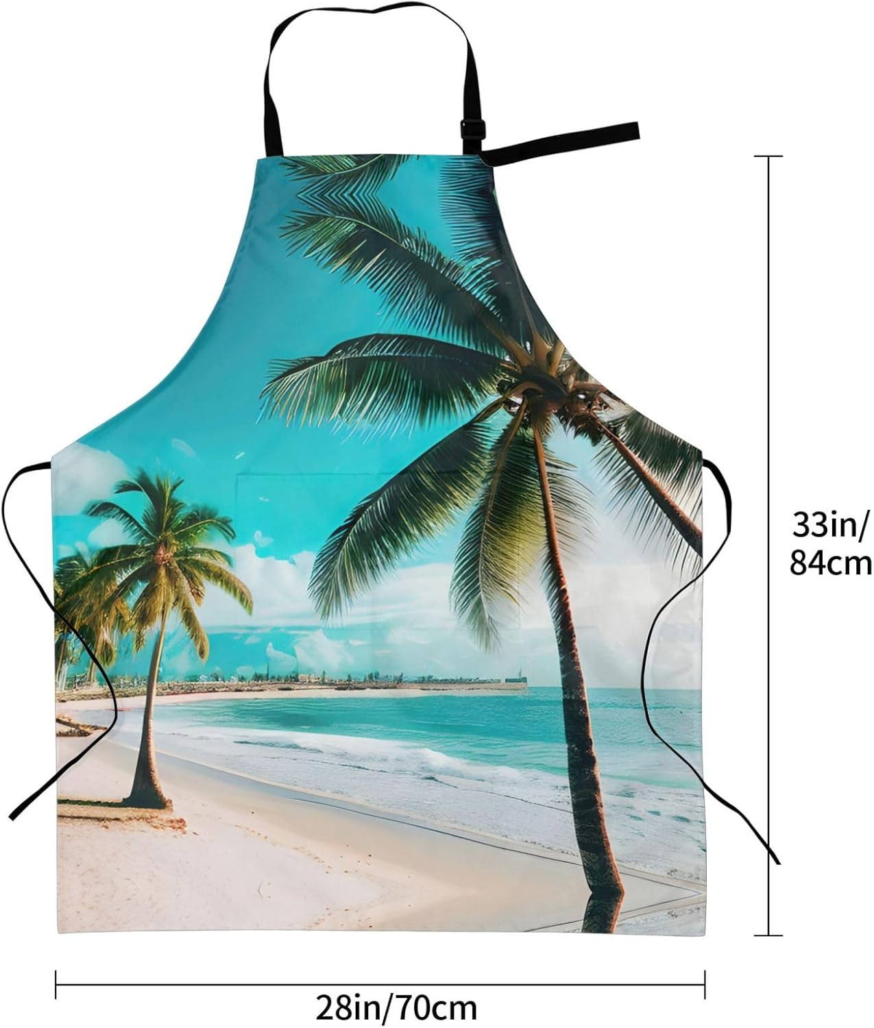 Beach Palm Trees print Waterproof chef's apron with pocket apron for kitchen cooking baking barbecue and gardening
