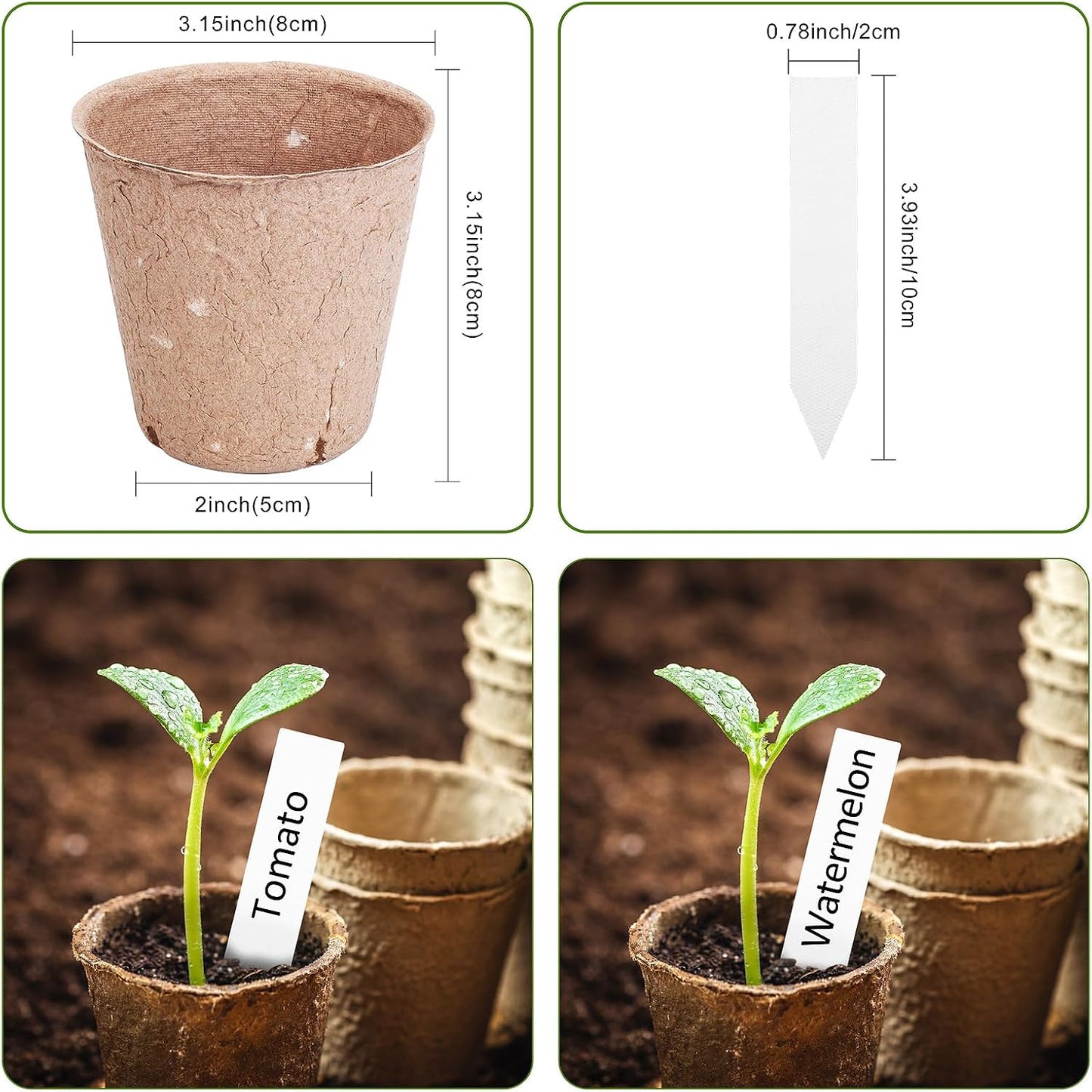 Peat Pots for Seedlings 3.15 Inch, Biodegradable Round Seed Starter Po