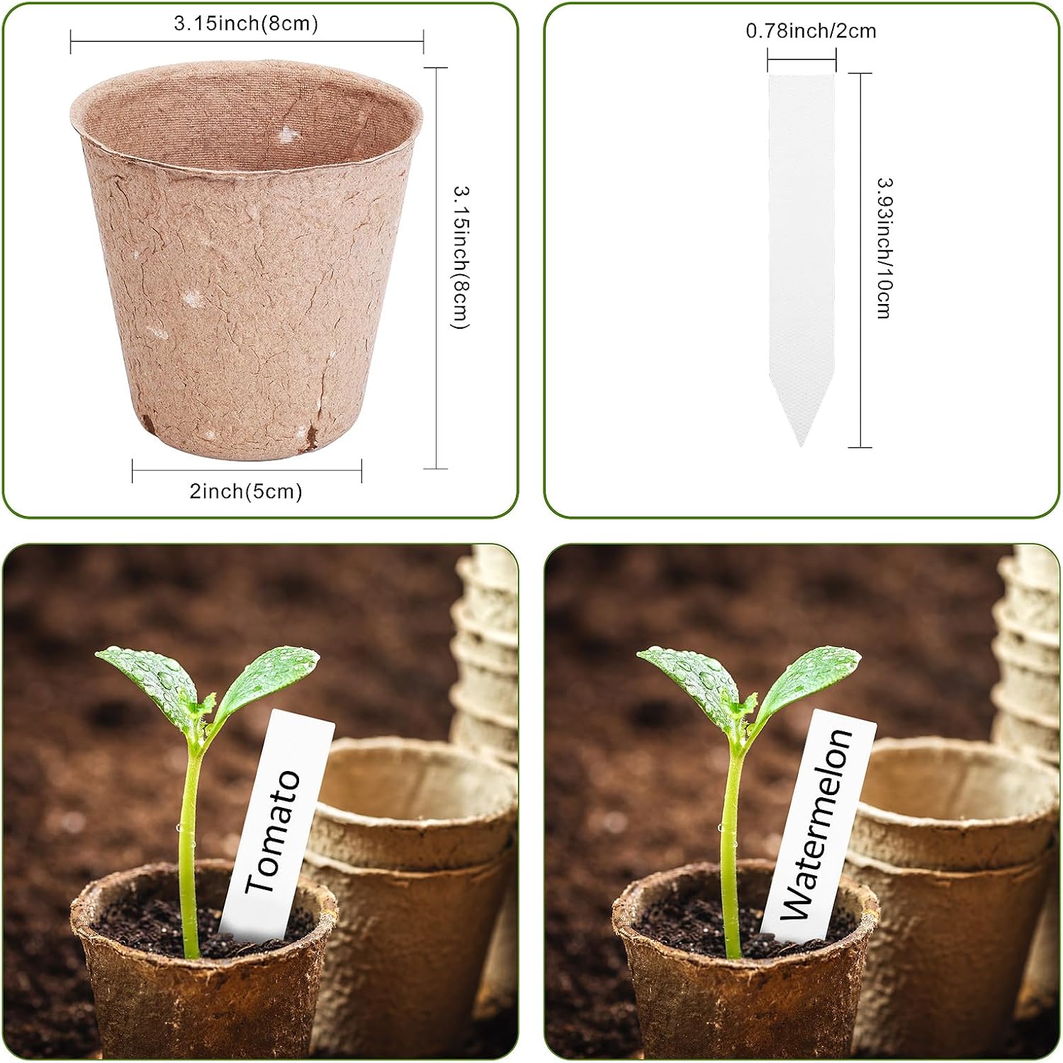 Peat Pots for Seedlings 3.15 Inch, Biodegradable Round Seed Starter Po