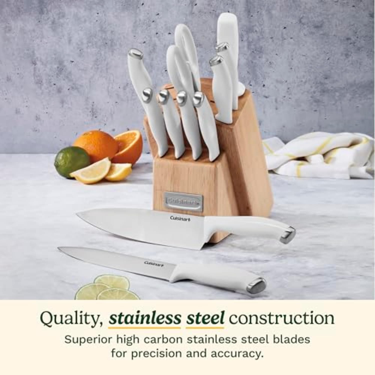 Cuisinart Block Knife Set, 12pc Cutlery Knife Set with Steel Blades fo