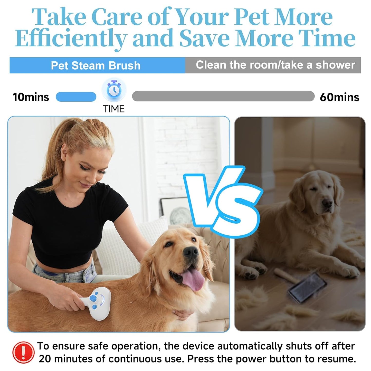 Pet Steam Brush for Dog & Cat - 3-in-1 Steam Grooming Brush for Sheddi