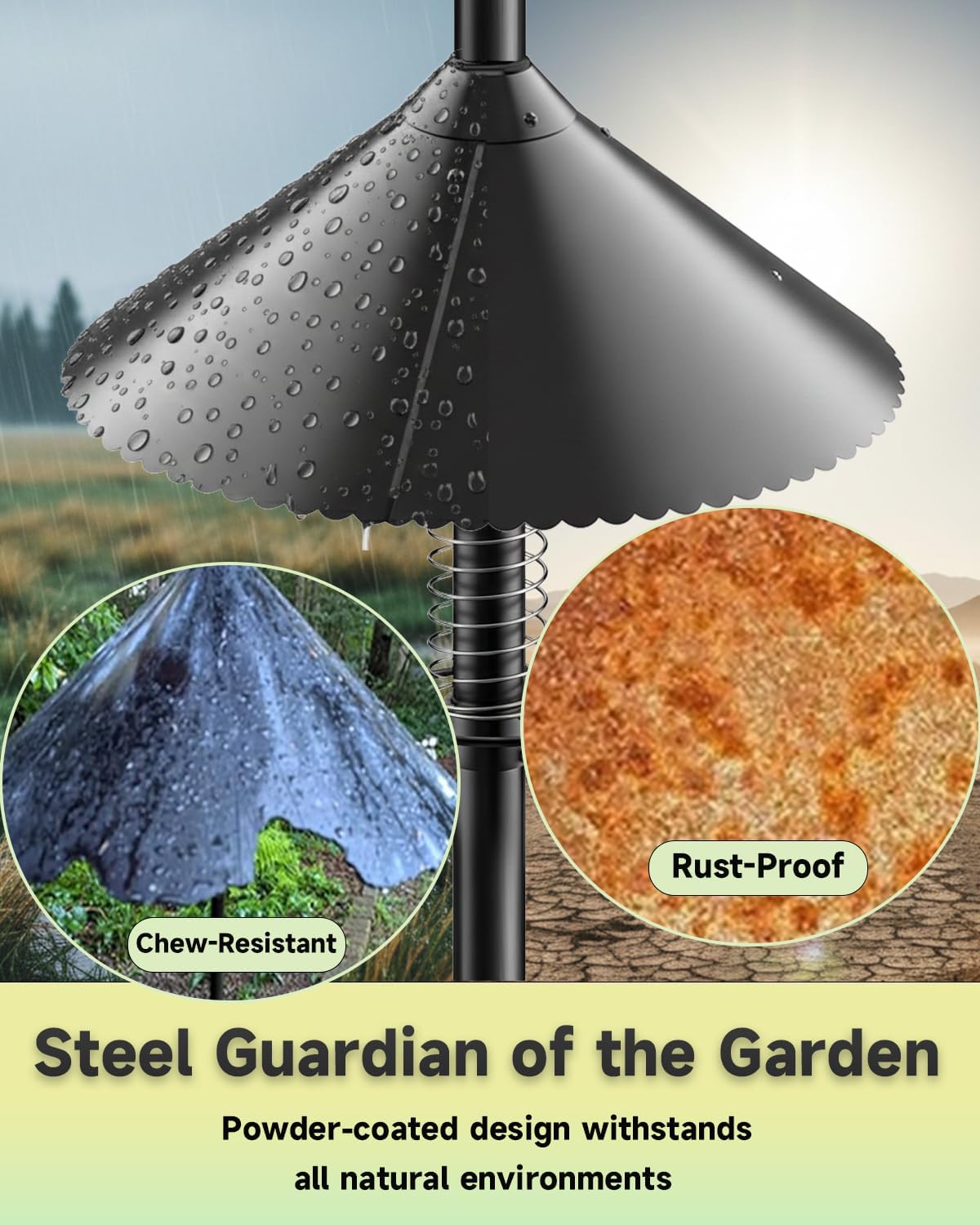 Metal Squirrel Baffle for Bird Feeder Pole, 19" Heavy-Duty Spring-Motion Guard, Upgraded Outdoor Squirrel Protector for Bird Feeder Poles (1 Pack)