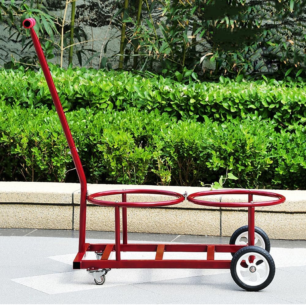 Dual-Bucket Heavy-Duty Hand Truck, Bucket Cart, Garbage Cart, Gas Bottle Transporter, 4-Wheel Braked Trolley with 400LB Capacity, Ideal for Outdoor, Garden, Home, and Industrial Use (red)