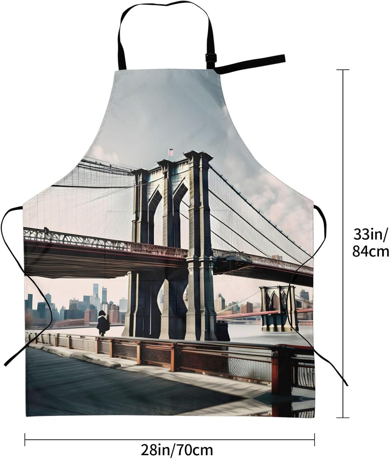 Brooklyn Bridge s Print Laundry apron 28x33 In Waterproof Kitchen Apron with Pockets for Cooking Baking