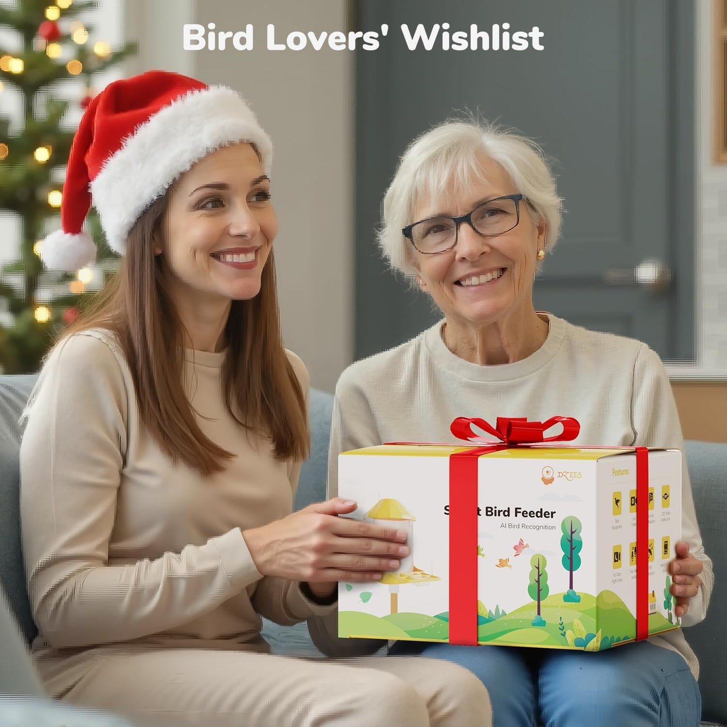 Dzees Smart Bird Feeder with Camera, 32G Card, AI Identify Birds Species, Capture Video, Instant Notifications, Live View, Solar Powered, for Family, Ideal Gifts for Bird Lovers