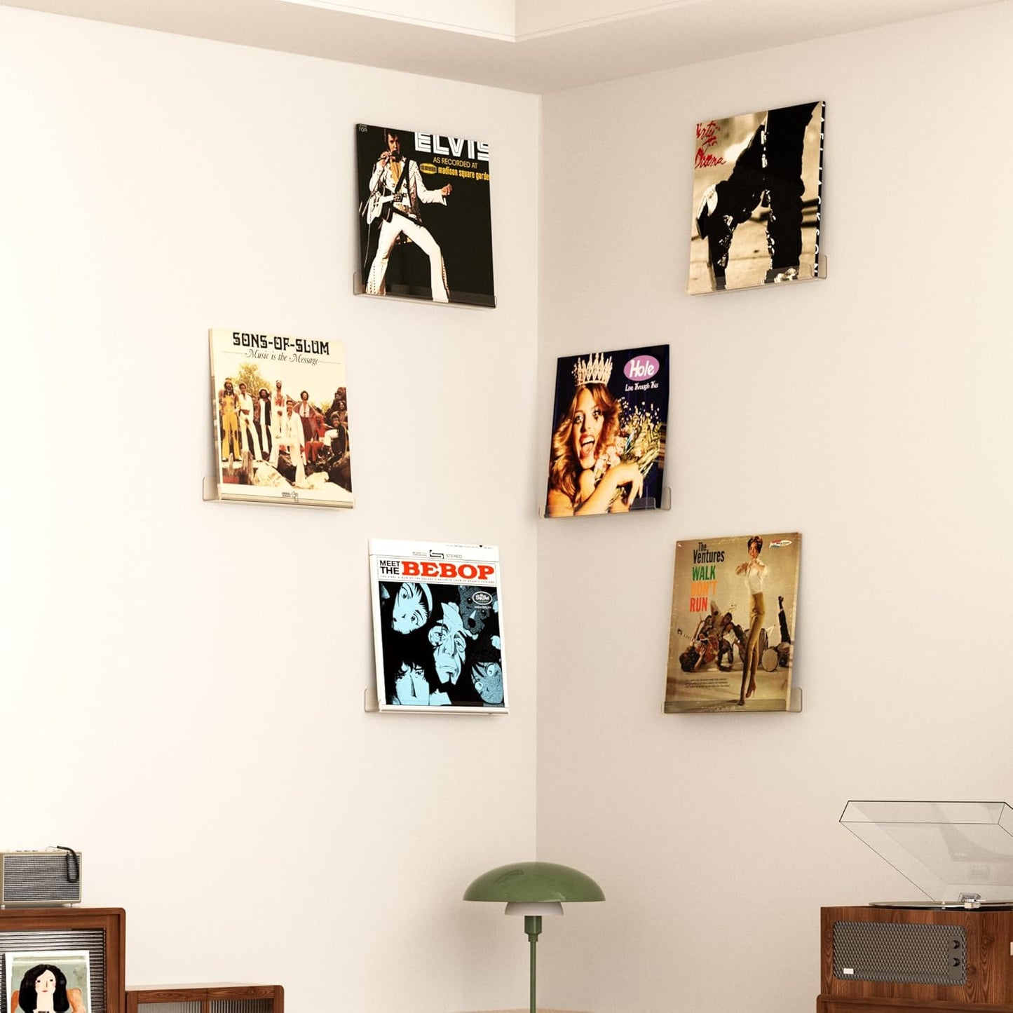 upsimples 8 Pack Vinyl Record Wall Mount Shelves, 12" Vinyl Holder for Album Record Storage & Display, Clear Acrylic Floating Shelves for Wall Decor, Kids Bookshelf, Magazine Rack, Picture Ledge | Vinyl Holder, Album Record Storage, Display, Wall Decor, K