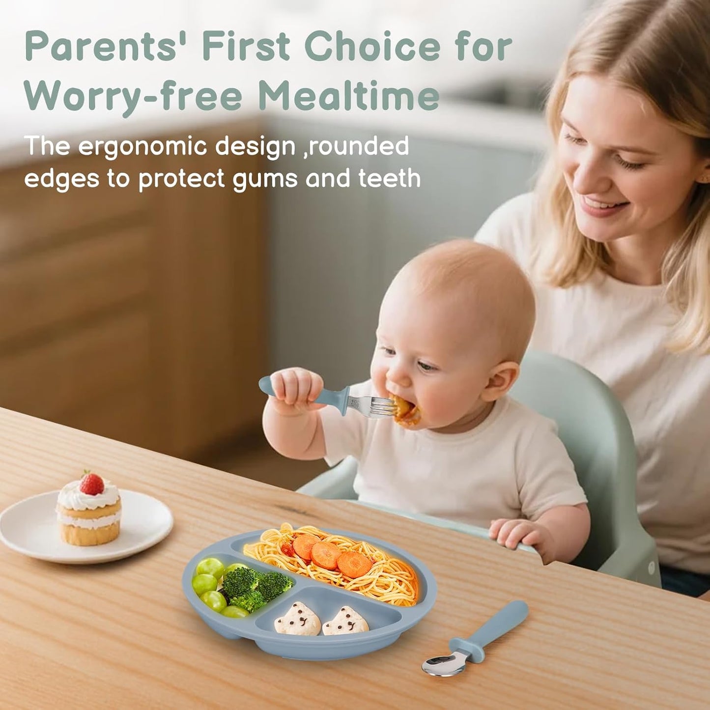 Toddler Utensils, 6 Pack kids Silverware Set with Silicone Handle, 18/