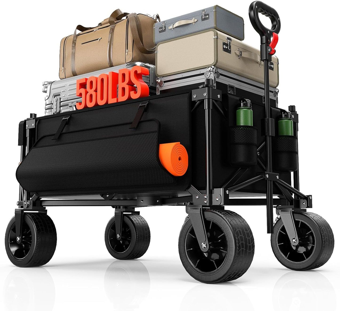 Collapsible Folding Wagon with Extended Tailgate, 150L & 580LBS Wagons