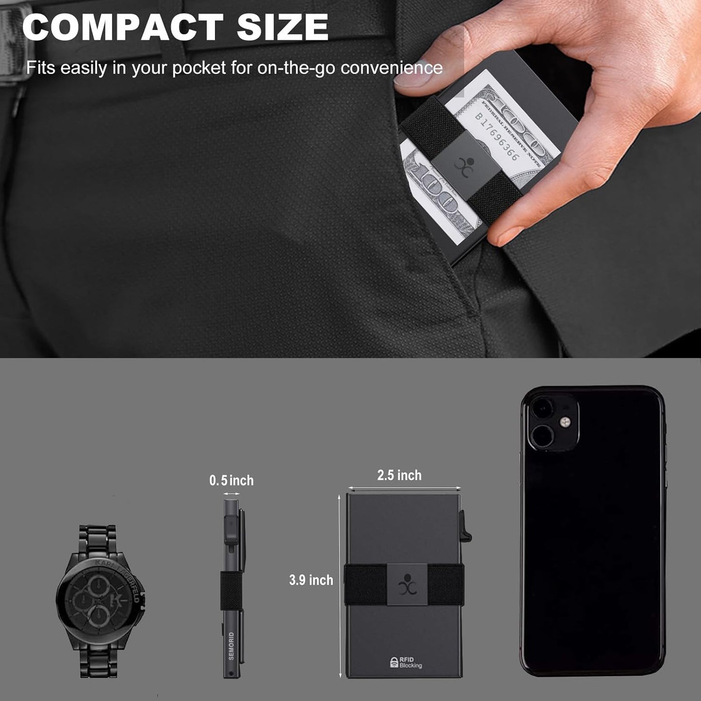 Slim Aluminum Card Holder Wallet for Men, Durable Expandable Backplate