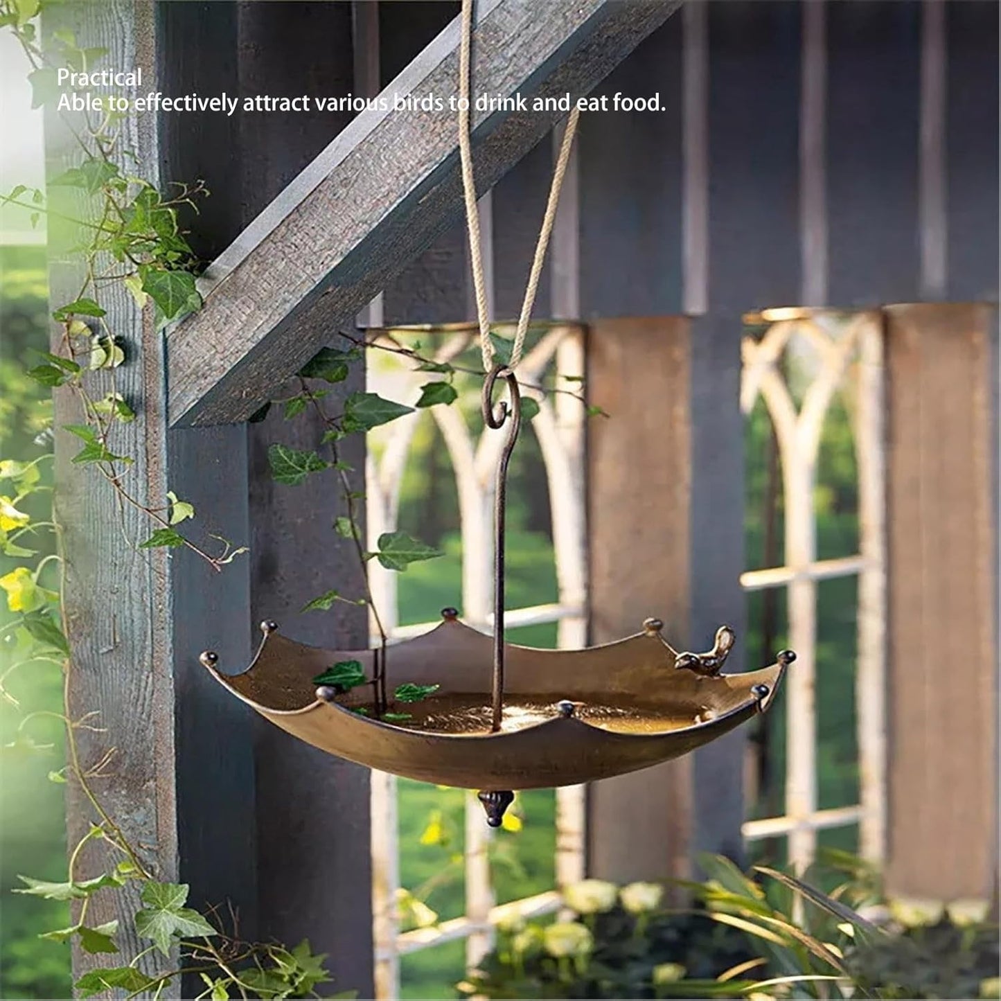 Metal Umbrella Bird Feeder, Hanging Iron Design for Wild Birds, Long Lasting Garden and Yard Decor, Ideal for Outdoor Bird Watching