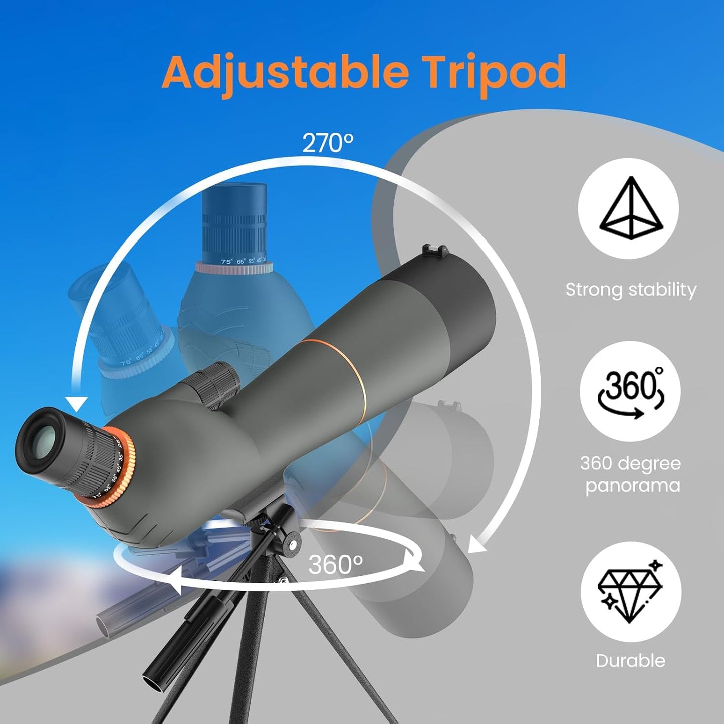 Spotting Scope 25-75×85 - Dual Focusing Spotter Scope, with Tripod & Phone Adapter, Ideal for Bird Watching & Wildlife Observing