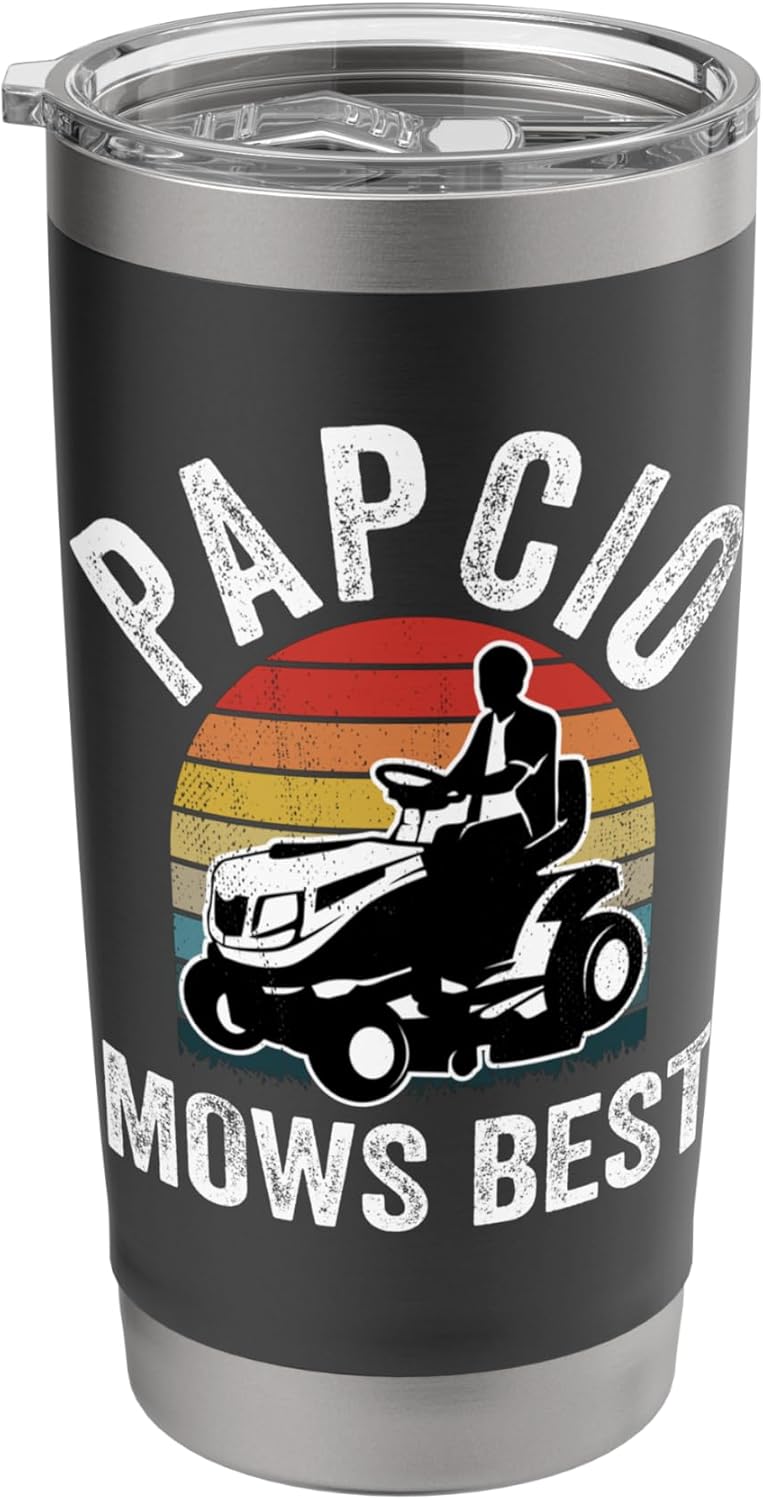 Papcio Mows Best Funny Gardener Lawn Care Father's Day Stainless Steel Insulated Tumbler