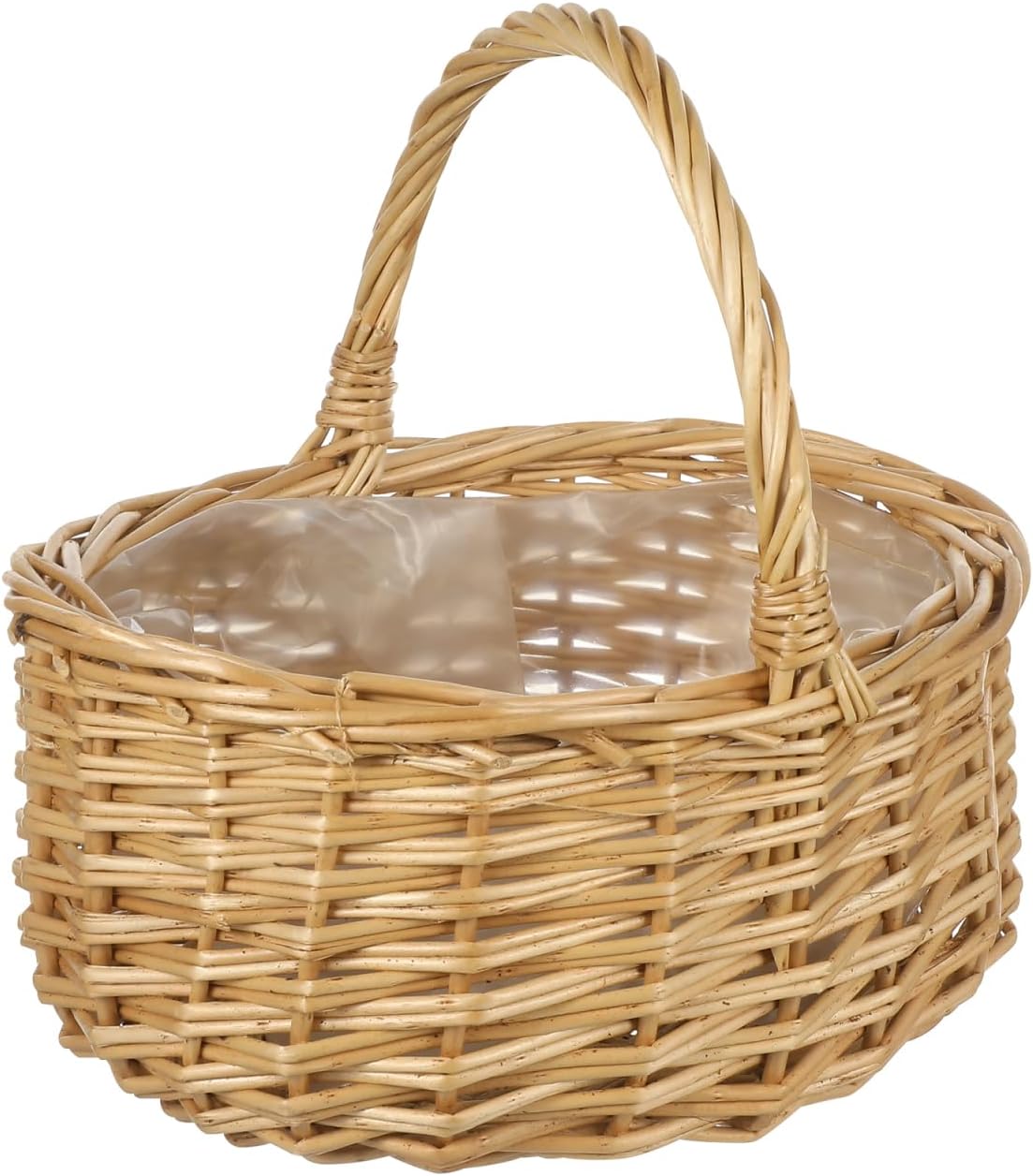 Woven Easter Basket with Double Handle, Rattan Flower Girl Basket for Wedding, Small Wicker EggBaskets for Hunt, Oval Storage Bin for Fruit, Garden & Home Decor, Brown