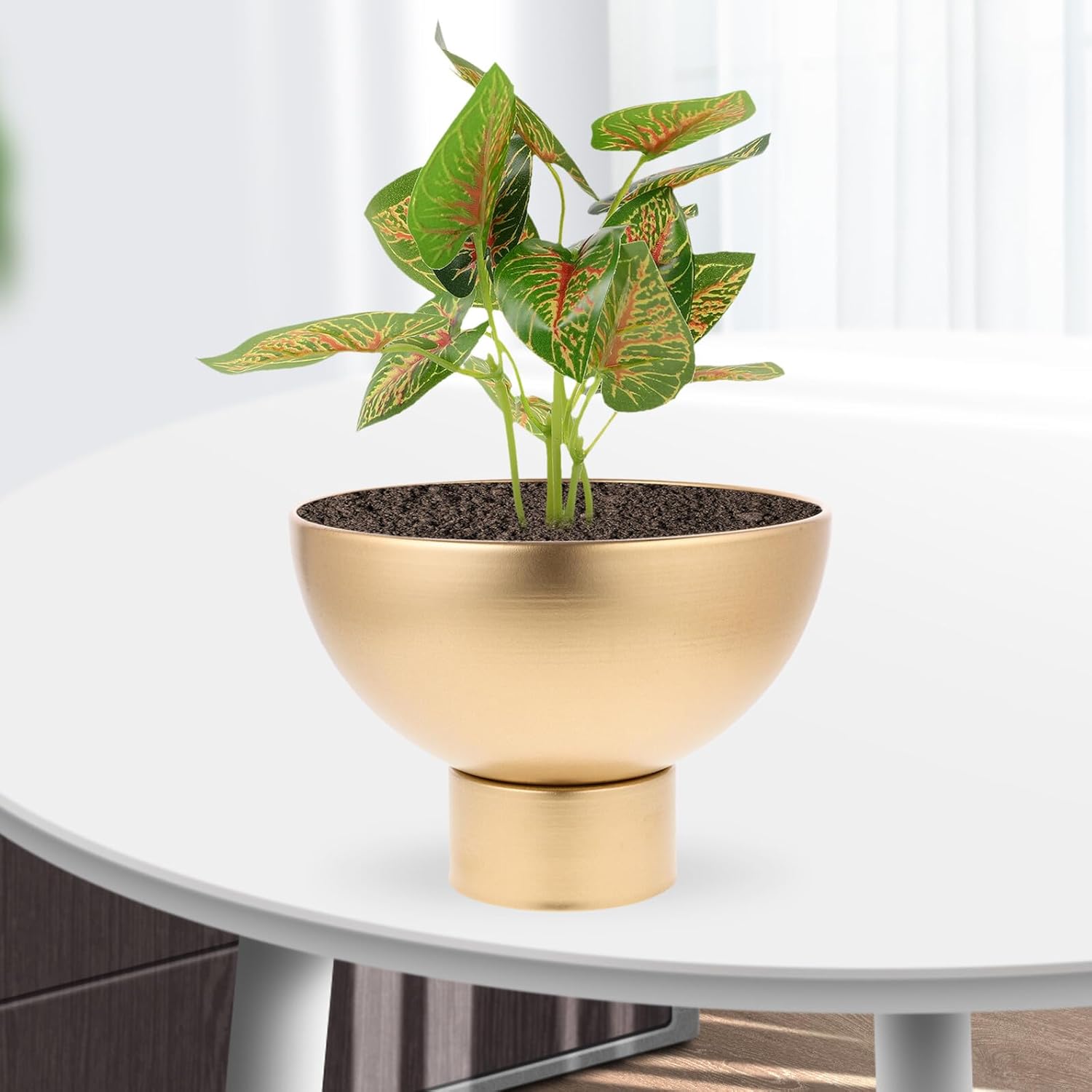 Metal Decorative Vase Small Gold Metal Planter Bowl Shape Vintage Styl
