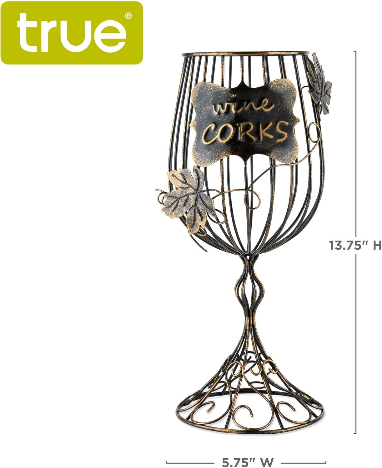 True Wine Glass Cork Holder, Decorative Wine Cork Storage and Decor, S