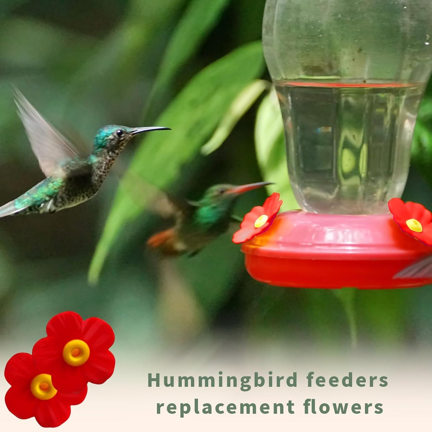 Hummingbird Feeders Replacement Flowers Replacement Parts for Hanging Feeding Hummingbird Outdoors Replacement Bird Feeder（Red，16pcs）