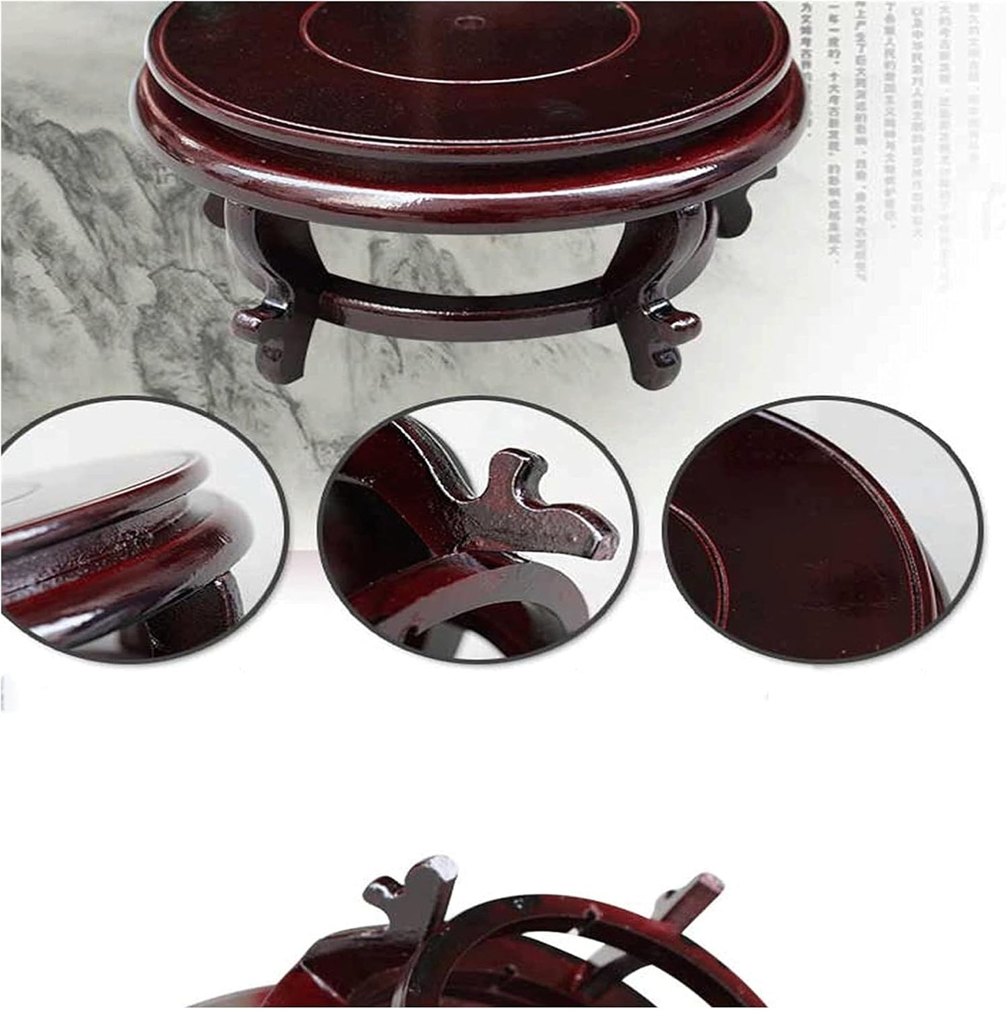 Wooden Vase Base Wooden Stool Display Stand- Round Decorative Fish Tank Vase Bonsai Rack, Modern Base Stand for Indoor Outdoor Home Patio Decoration Wooden Vase Stand (Size : Small)