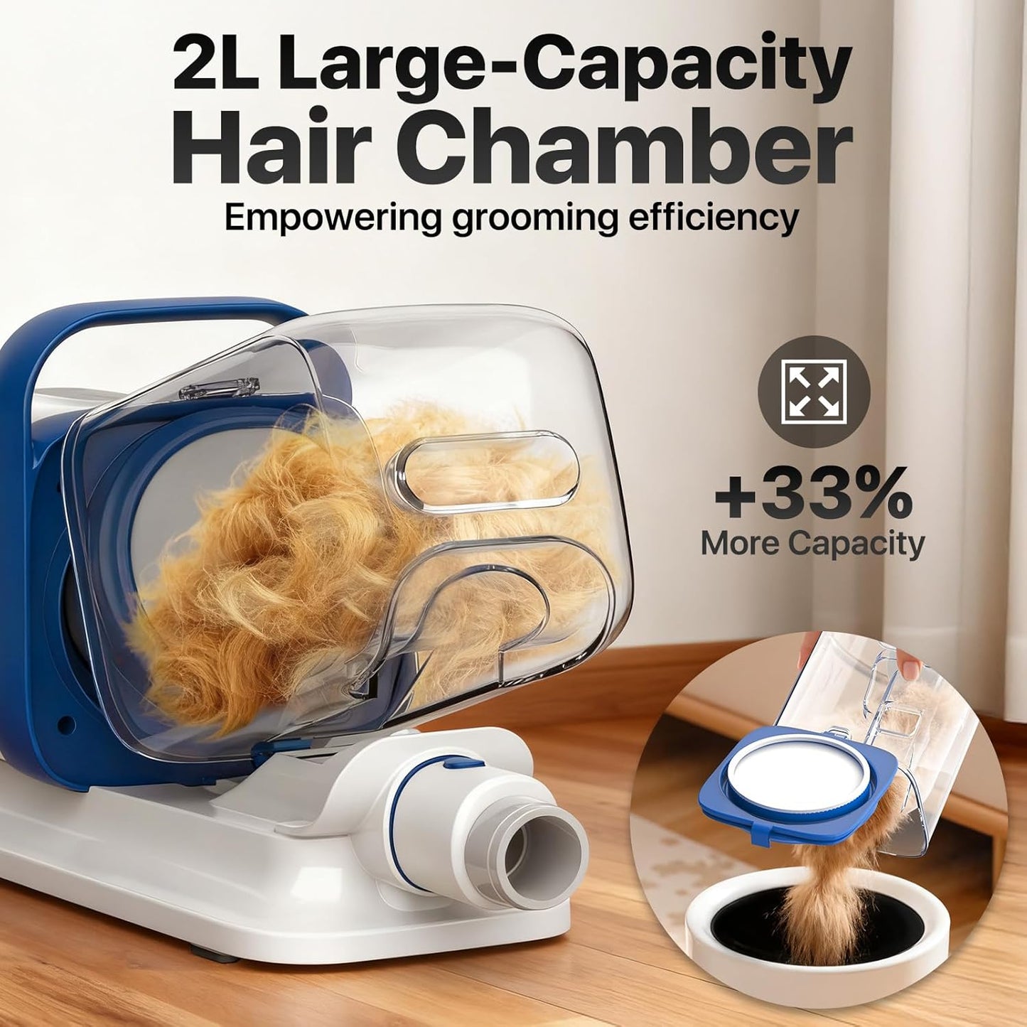 Dog Grooming Kit with Vacuum, 15000Pa Pet Hair Clipper and Shedding Br