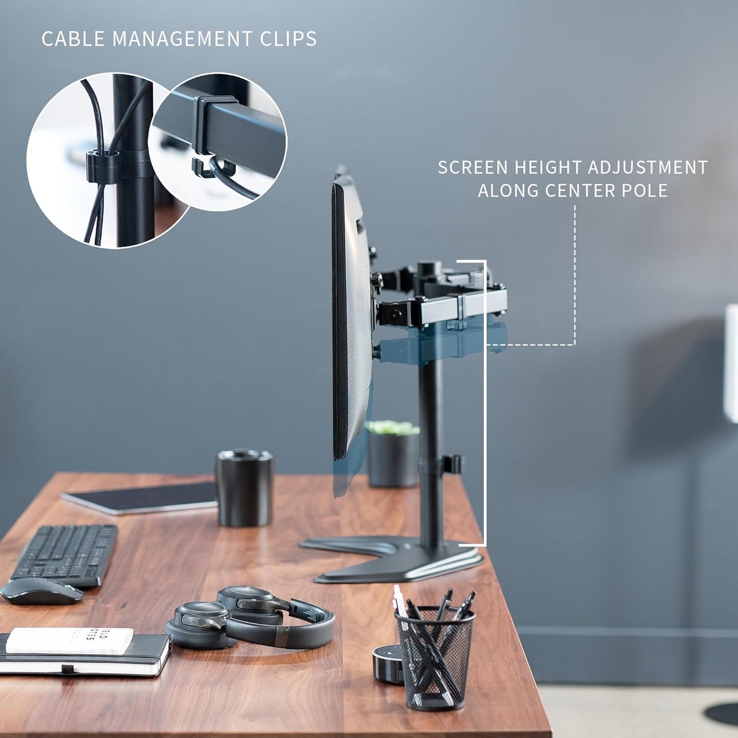 VIVO STAND-V002F Dual LED LCD Monitor Free-Standing Desk Stand for 2 S