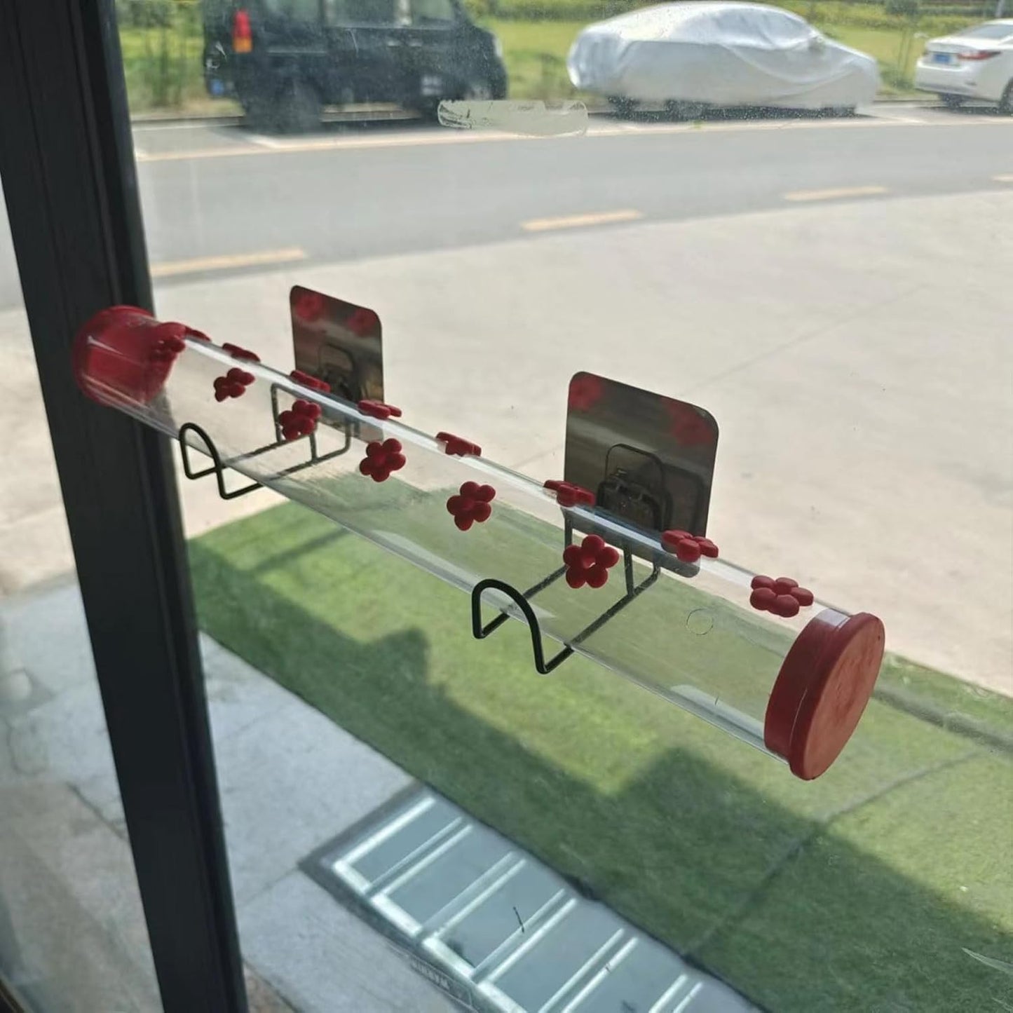 Pilipane Transparent 40cm Window Hummingbird Feeder, for Long-Lasting Acrylic, 14 Feeding Ports, Hummingbird Lovers