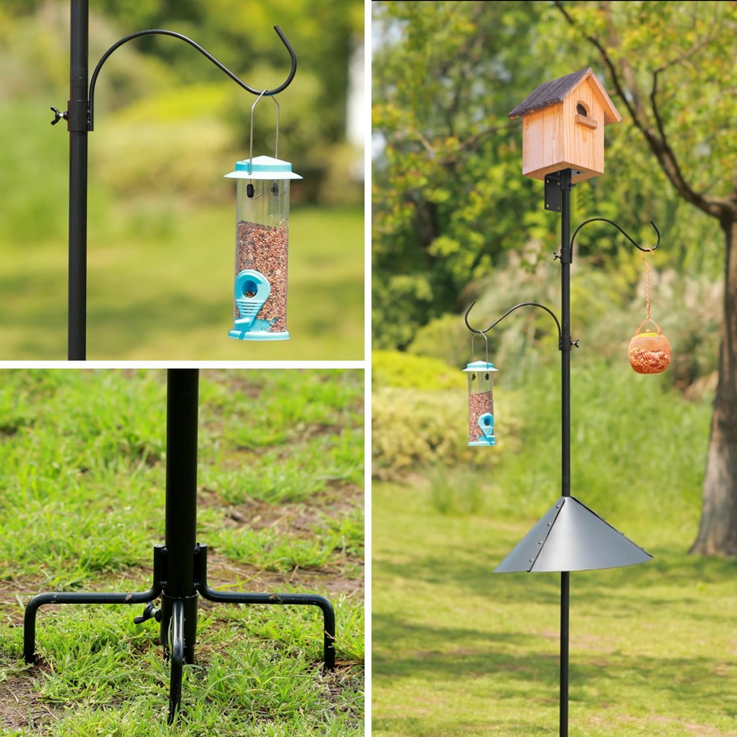 ERYTLLY Bird House Pole 80 Inch Bird Feeder Pole with Squirrel Baffle 