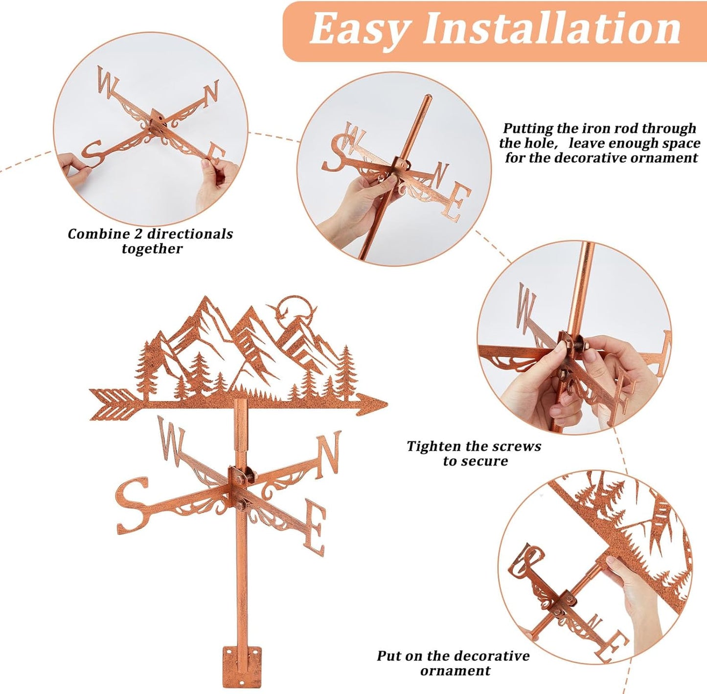SUPERDANT Mountain Weathervane Forest Tree Sun Weather Vane for Yard M