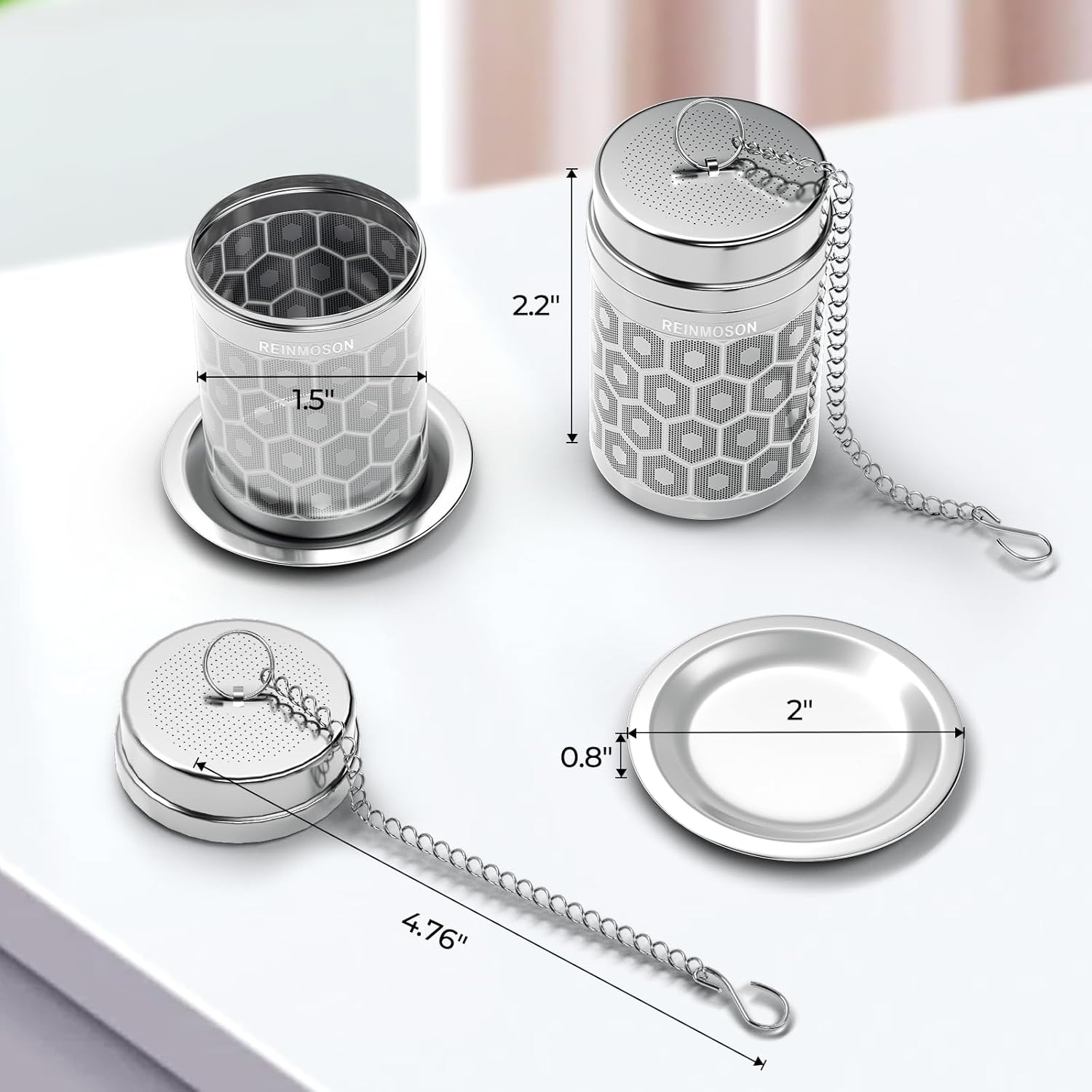 Reinmoson Tea Strainers for Loose Tea, Extra Fine Mesh Tea Infuser, 30