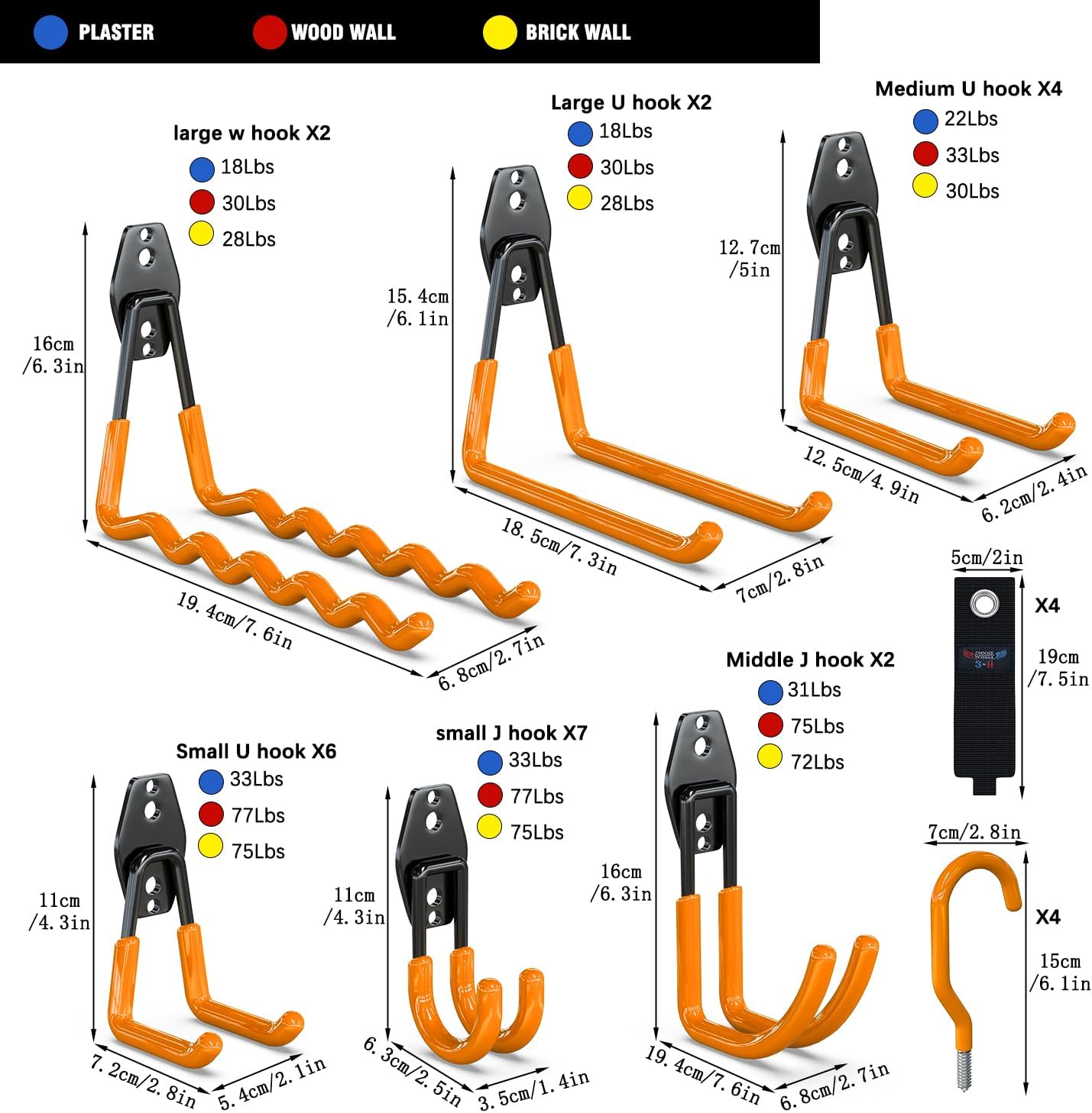3-H Garage Wall Hooks 31 Pack, Garage Hooks Heavy Duty with Extra Weld