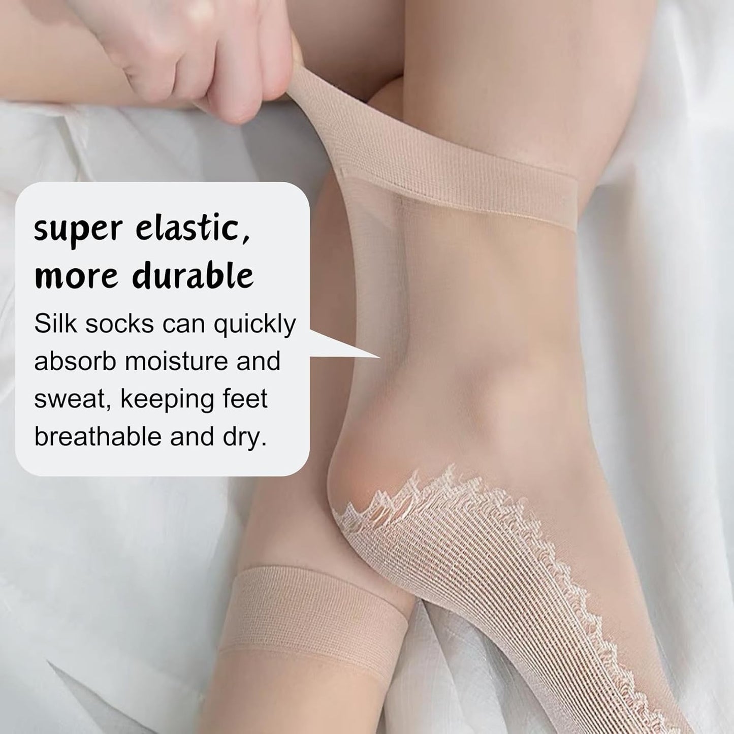 12 Pairs Nylon Socks for Women, Antil-Slip Thin Ankle High Tight Socks