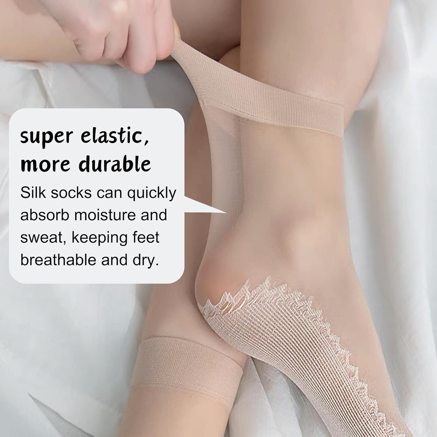 12 Pairs Nylon Socks for Women, Antil-Slip Thin Ankle High Tight Socks