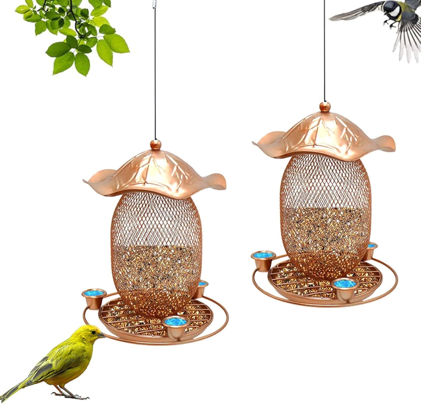 Iron Bird Feeder for Outdoor Hanging Large Capacity Wild Bird Feeder S