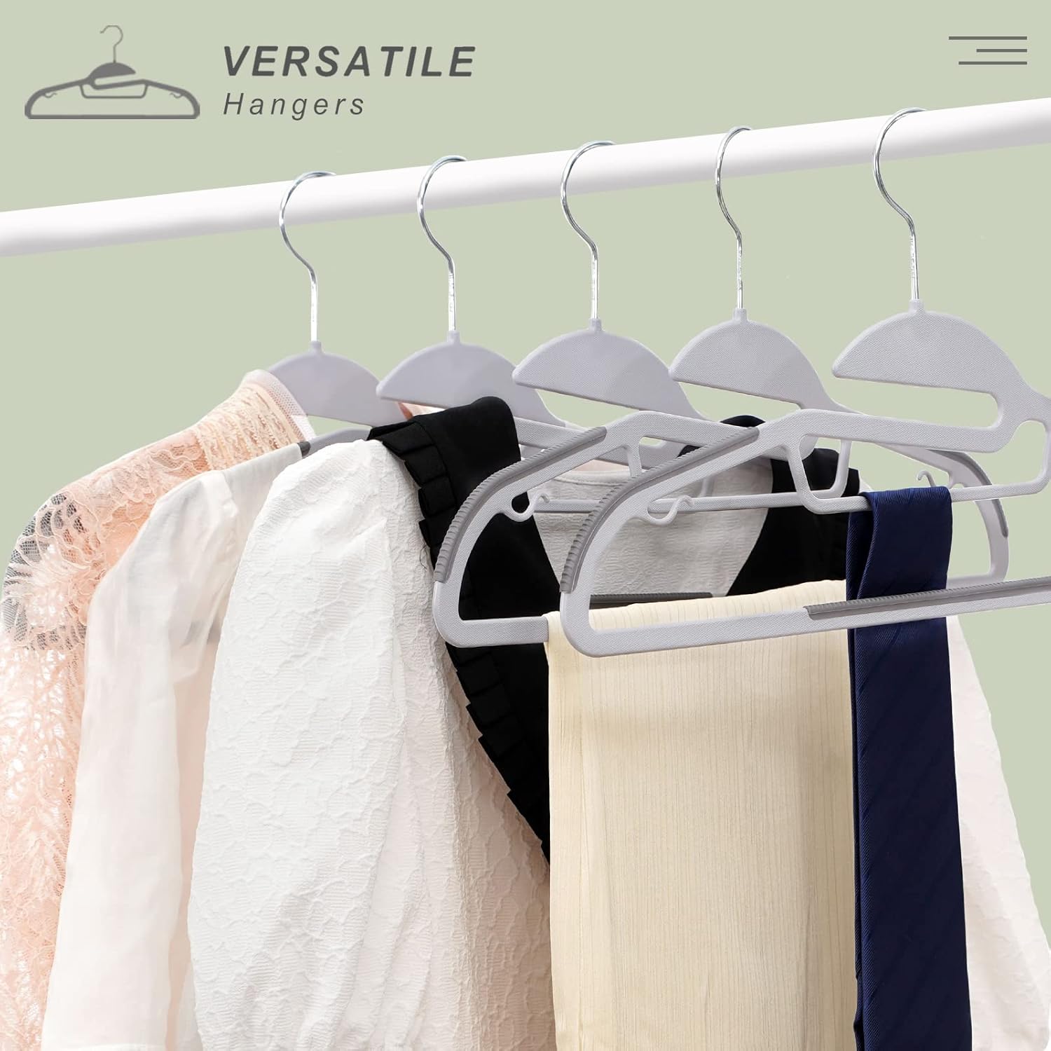 BAGAIL Plastic Hangers 50 Pack with Non-Slip Design,0.2 Inches Thick, 