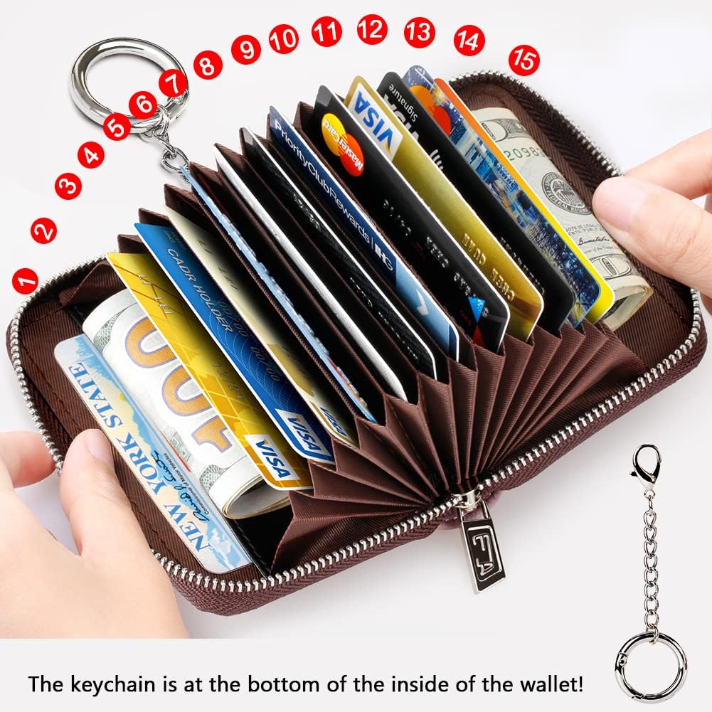 FurArt Zipper Wallet Women, RFID Blocking Credit Card Wallet, Business