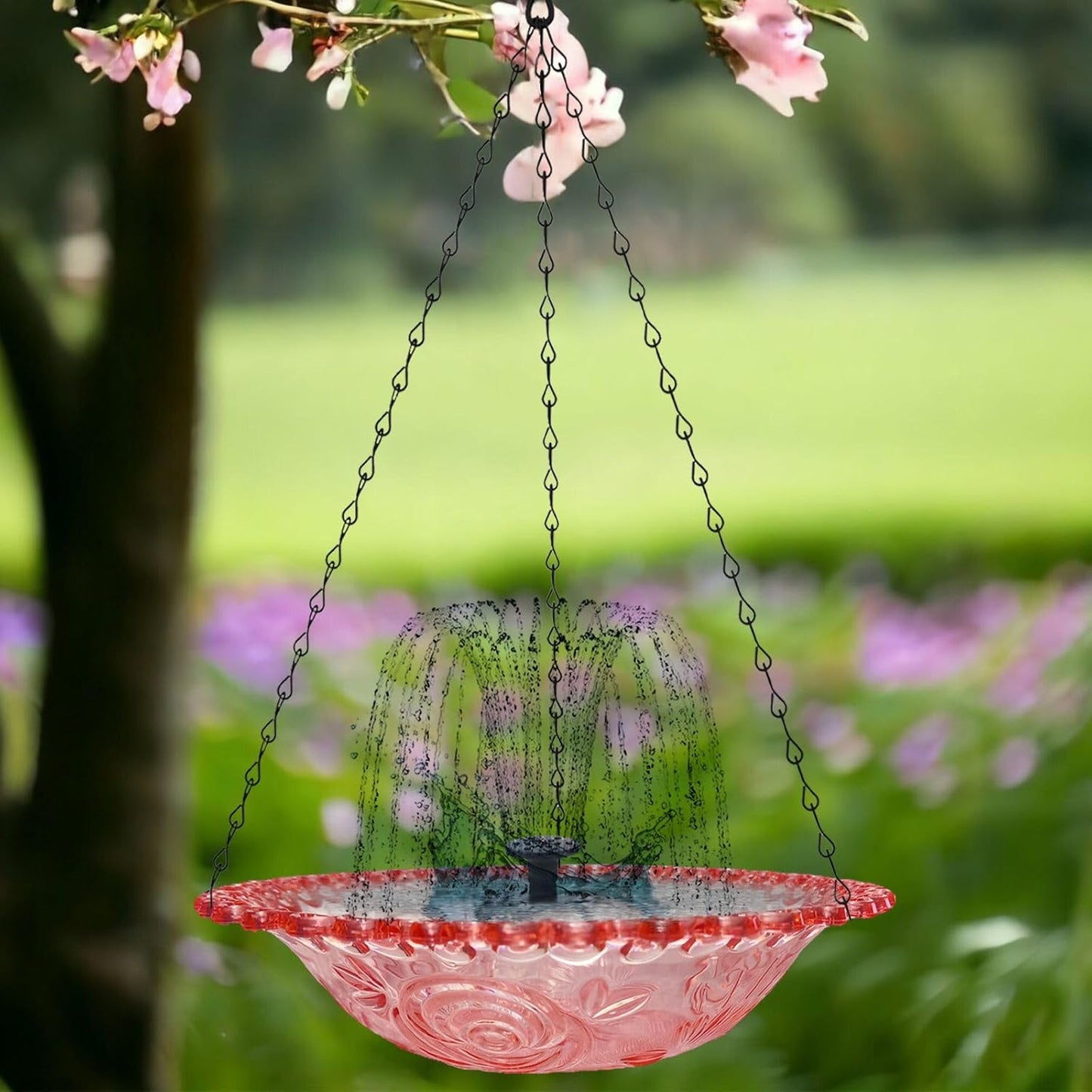 Bird Feeding Tray Solar Power Water Fountain for Balcony Attract Bird Birdbath for Outdoor Charm Bird Bath