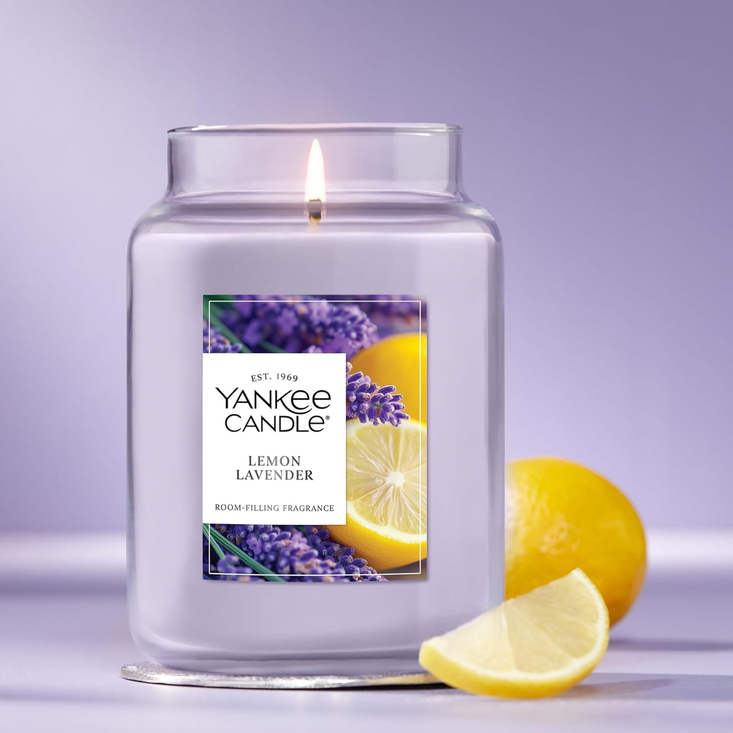 Yankee Candle Lemon Lavender, Scented Candle, 22oz Large Jar with up t