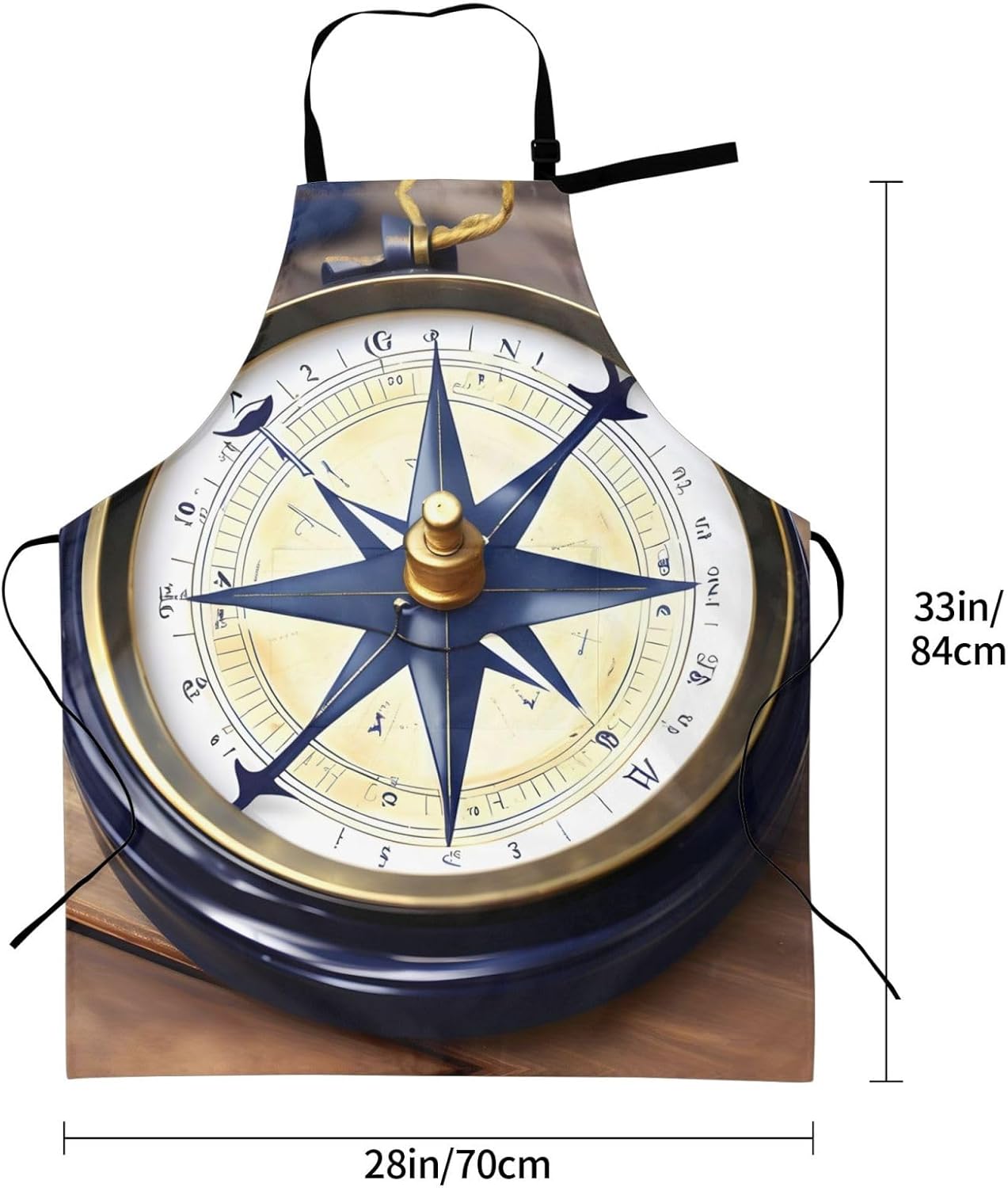 Sail Boat Nautical Compass print Waterproof apron with pocket adjustable cooking apron for adult kitchen bibs to bake