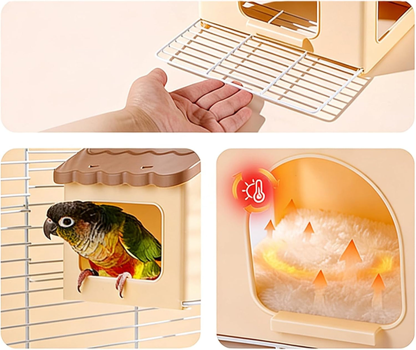 Small Bird Nest, Retractable Pet House, Compact Indoor Aviary Design, Wood Material Detail with Soft Interior, Bird Supplies with Ease, Winter Sleeping Resting Hiding Feeding Decoration
