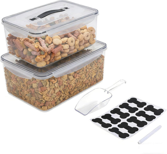 Airtight Pet Food Storage Container Set,10 Lbs/11.6 Qt Combined Dog Food Treats Container with Handle,Portable Dog Cat Bird Food Bin,Ideal for Camping,Hiking,Picnic-BPA Free