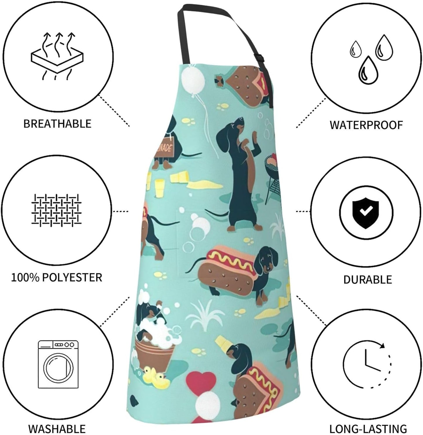Hot Dogs and Lemonade Print Laundry apron 28x33 In Waterproof Kitchen Apron with Pockets for Cooking Baking