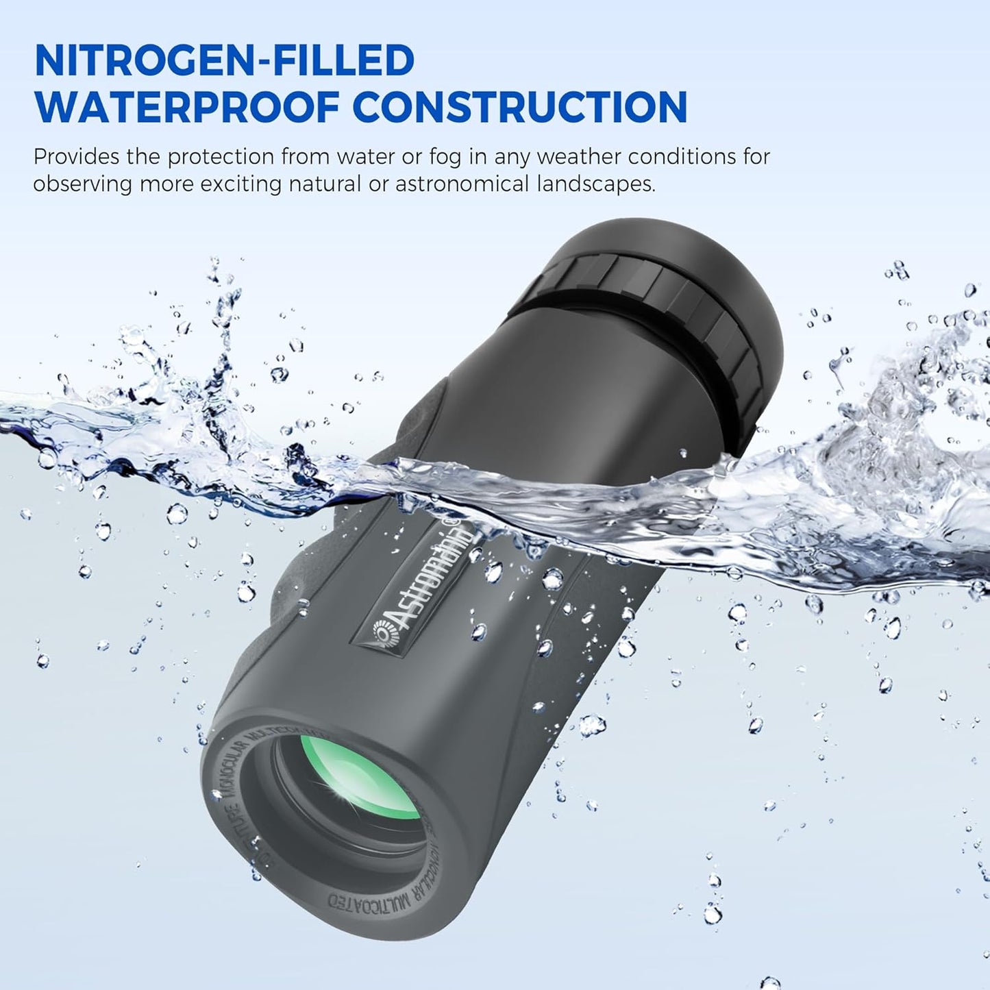 Astromania 10x25 Monocular for Adults, Compact Outdoor Accessory with Multi-Coated Optics BAK7 Prism & Twist-Up Eyecup, Waterproof & Fogproof Ideal for Bird Watching Hunting Sport and Wildlife Viewing