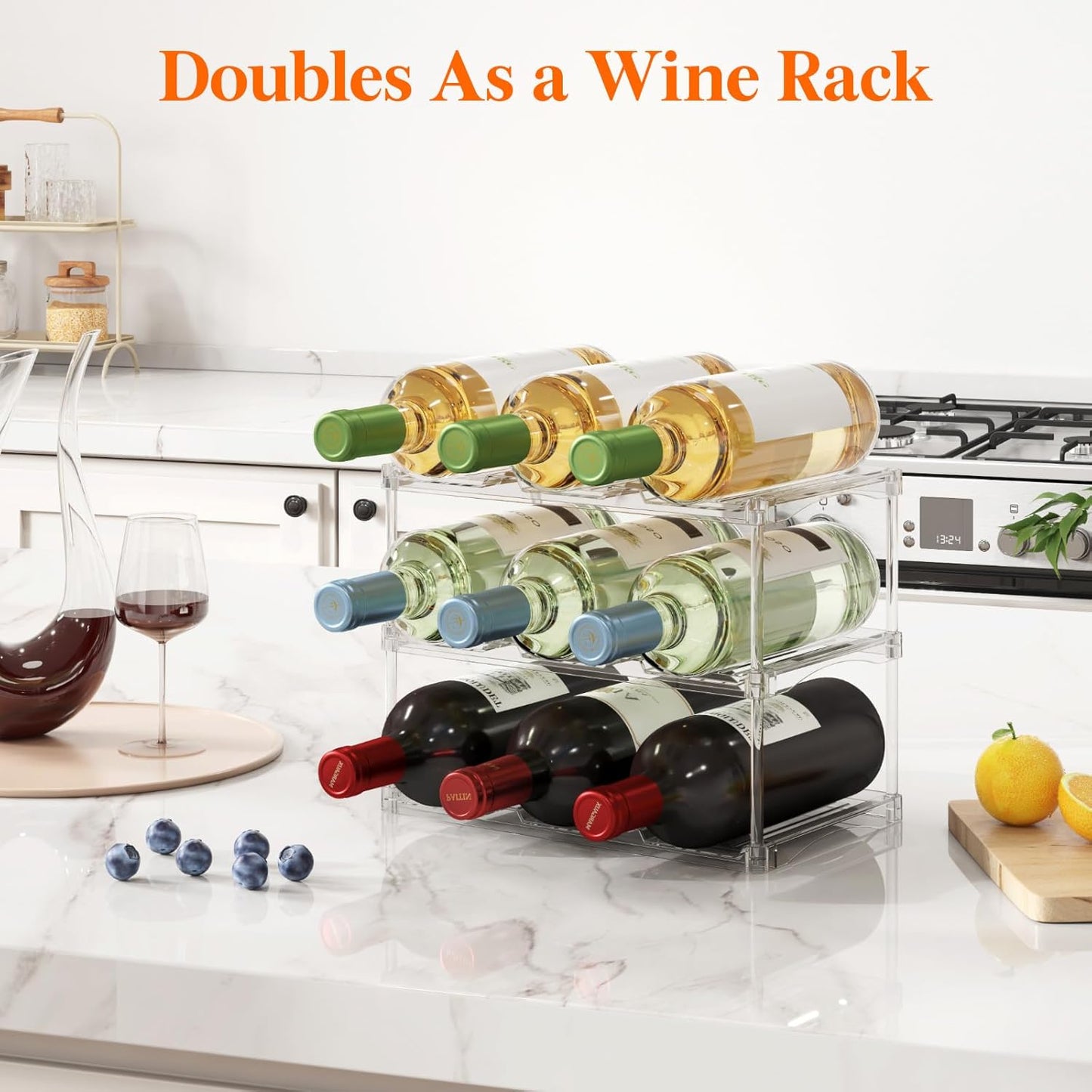 Lifewit Stackable Bottle Storage Organizer, Clear Freestanding Wine Ho