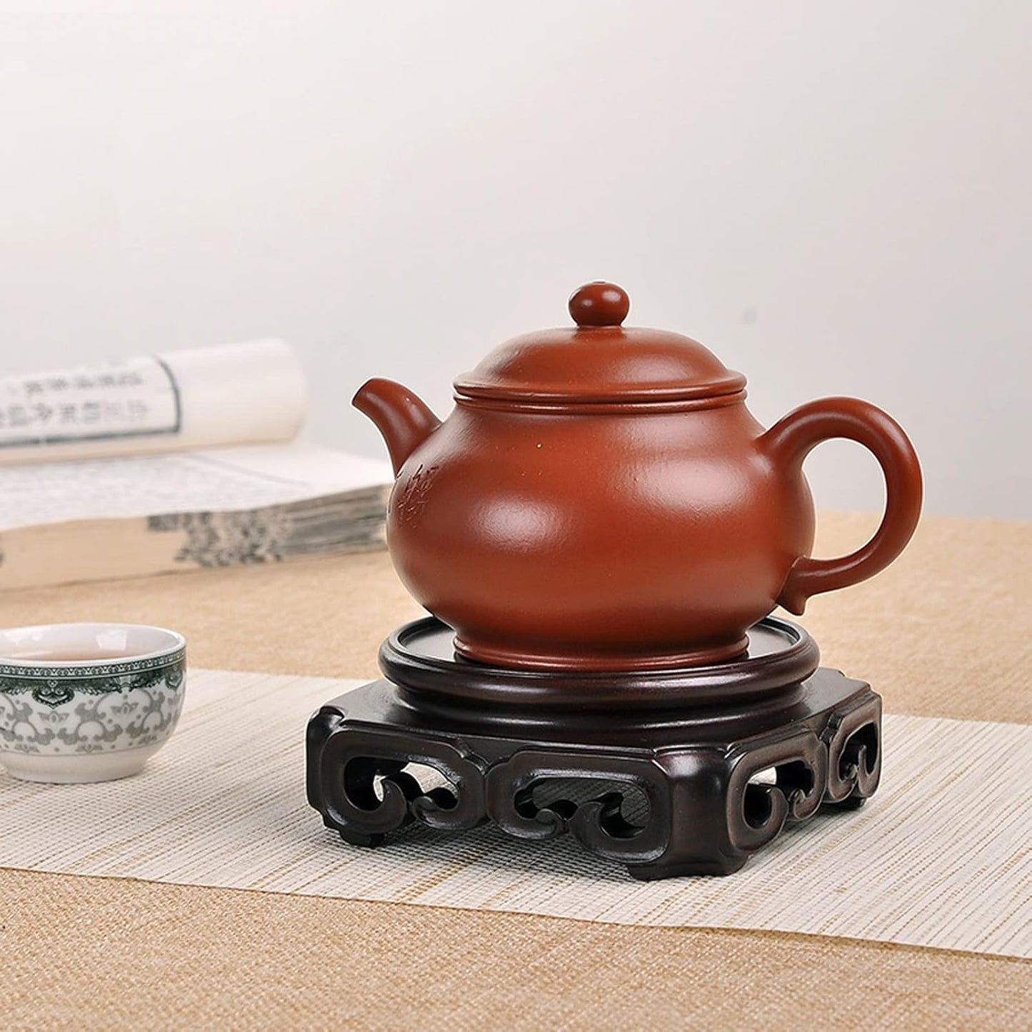 Plant Pot Saucer Wooden Vase Base Mahogany Bracket Ornaments Round Base Stone Strange Stone Teapot Bonsai Vase Flower Pot Incense