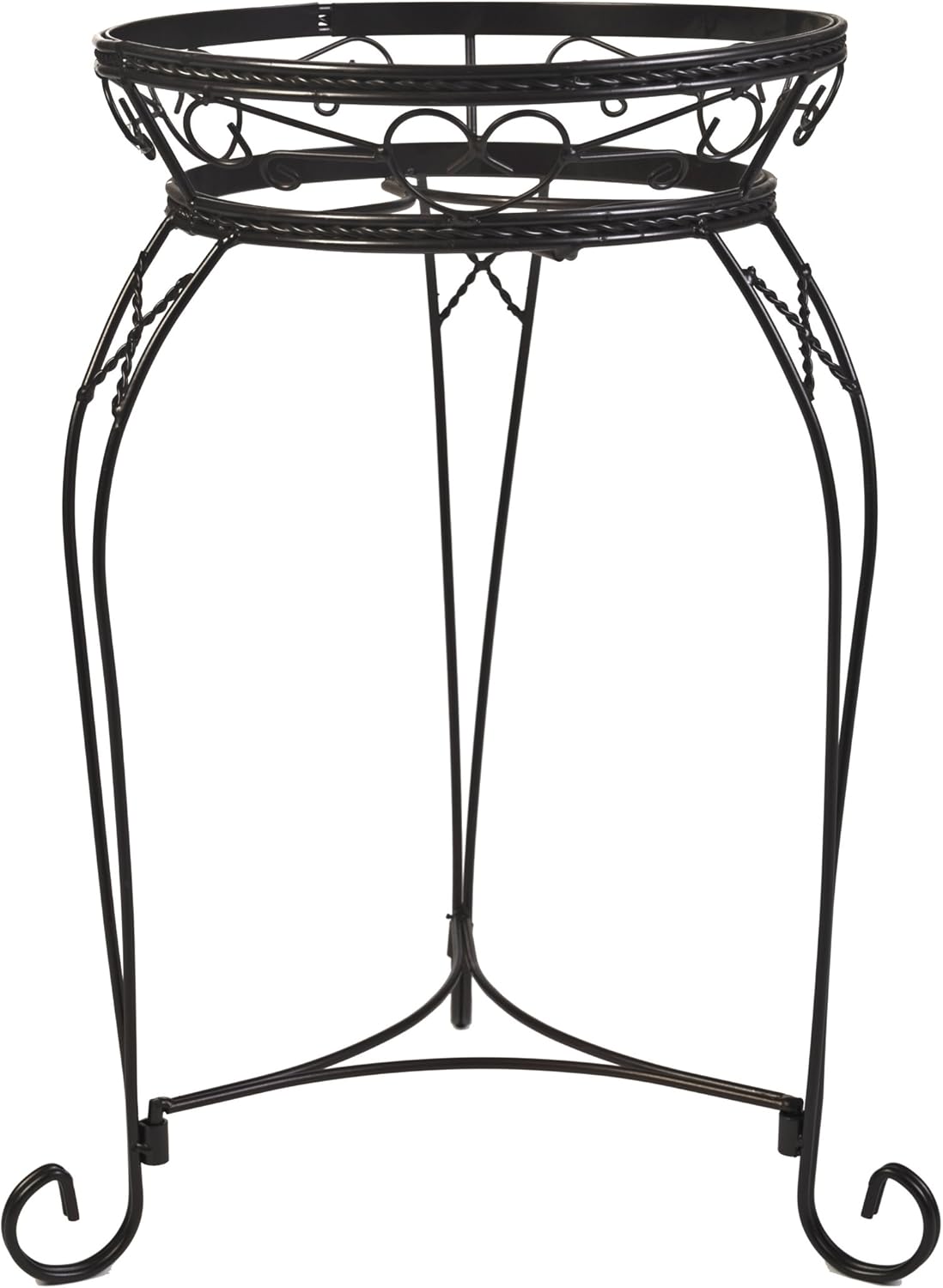 21-Inch Scroll Braided Bronze Finish Plant Stand CI1121-BZ