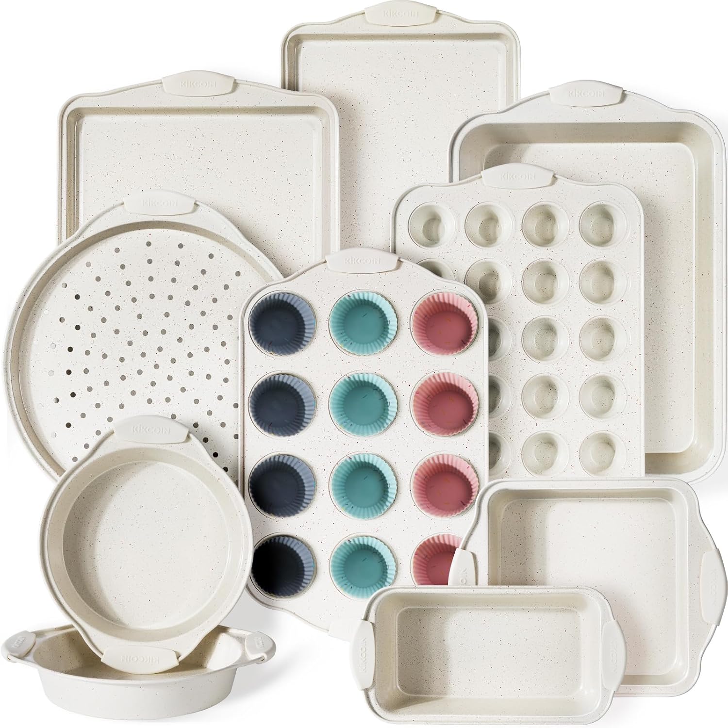Kikcoin 22 PCS Nonstick Baking Pans Set, Stackable Bakeware Sets with 