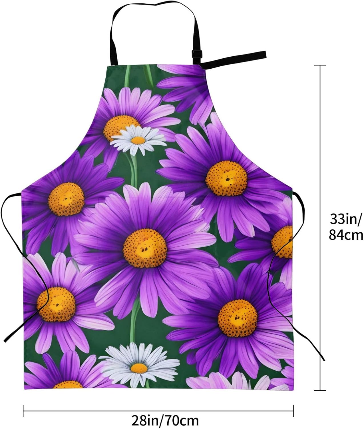 YANYU Purple Daisy Print 28x33 In Kitchen Apron Stylish Chef Apron wit