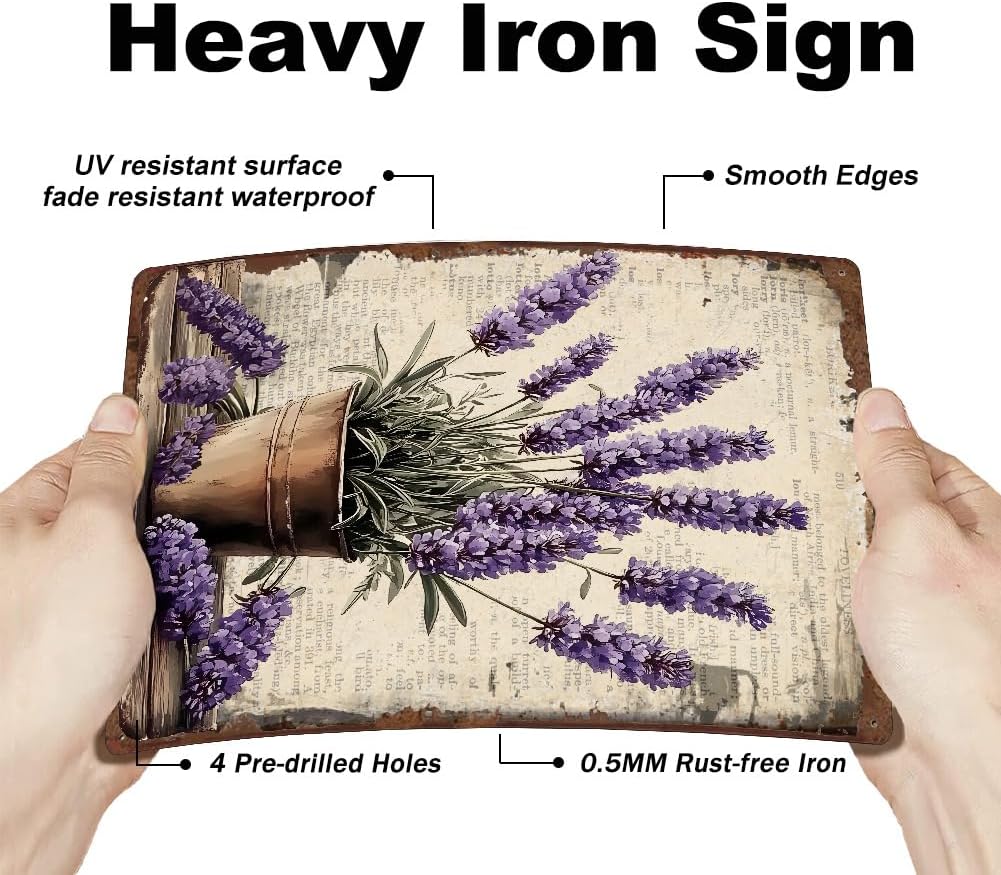 SUPERDANT Lavender Tin Signs Flowers Metal Sign Poster Plants Vintage 